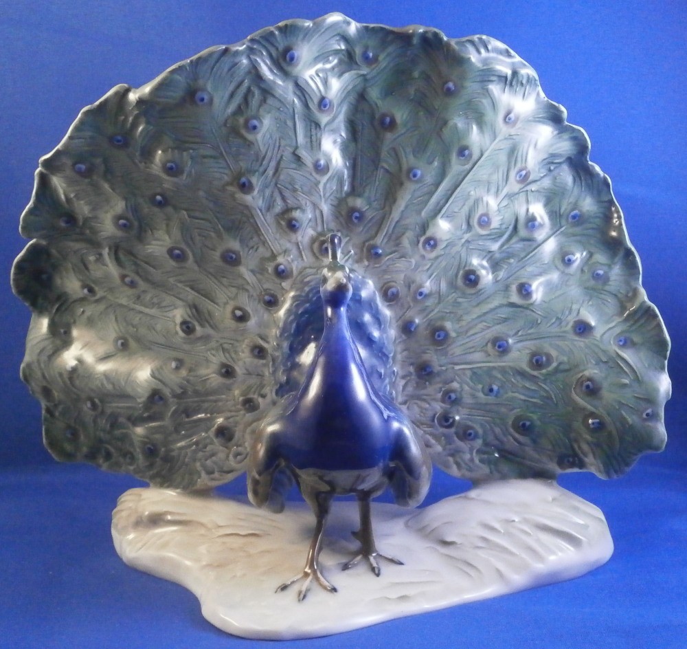 Vintage Rosenthal Porcelain Peacock Bird Figurine Figure German Germany