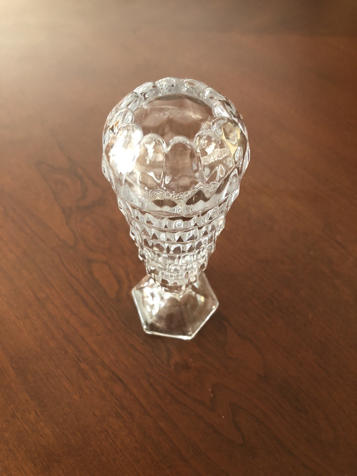 Vintage Fostoria Glass American Footed Cupped Bud Vase 6 1/2 Inches Tall