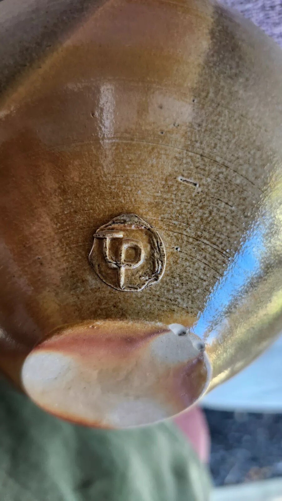 Handmade Pottery Round Vase Vessel Burnished Finish Embossed Mark 6″ x 6.5″