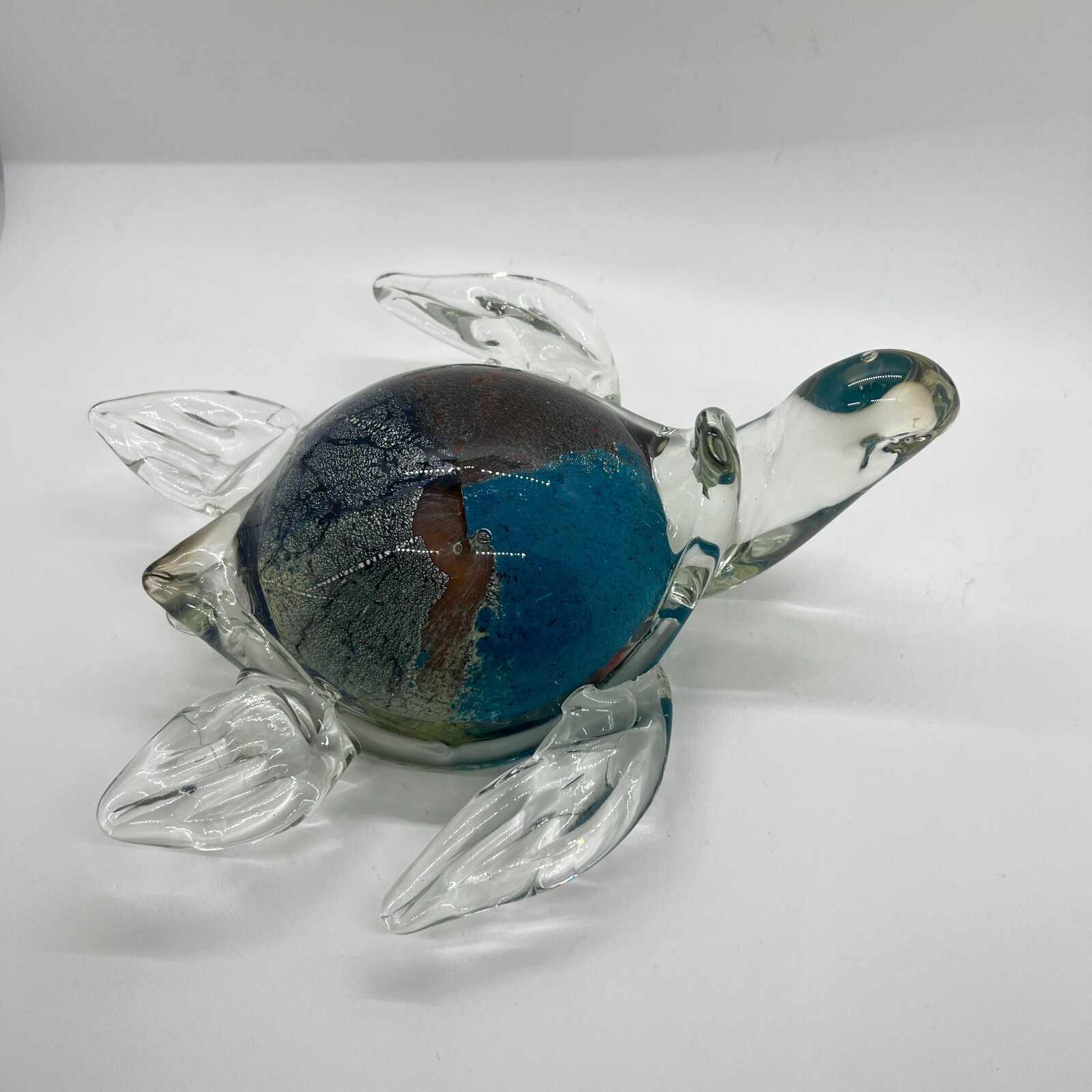 Art Glass Sea Turtle Figurine Pier 1 Hand Blown Paperweight
