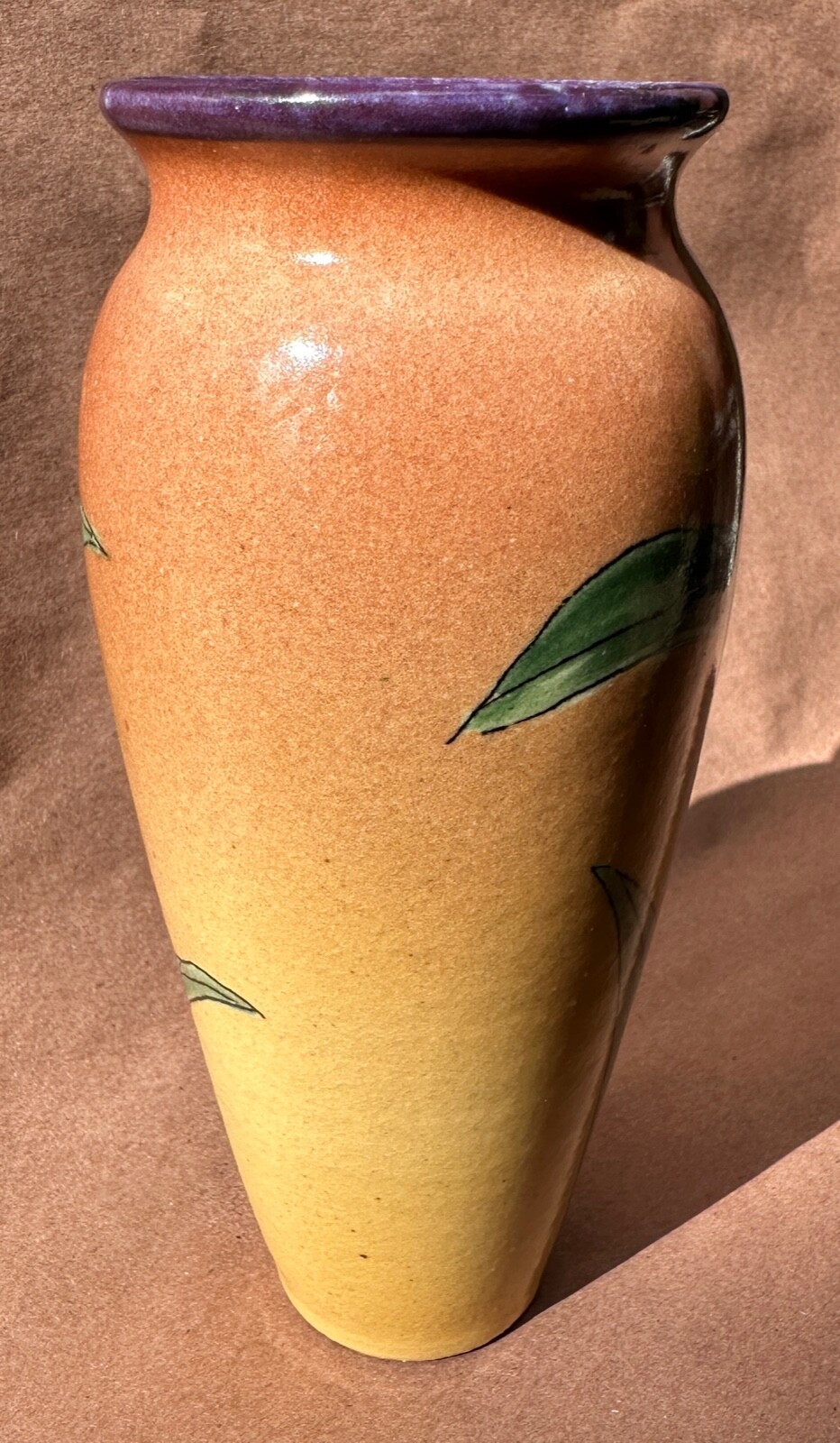 Santa Barbara Ceramic Design 1982 Art Pottery Hand Painted Iris Vase Artist