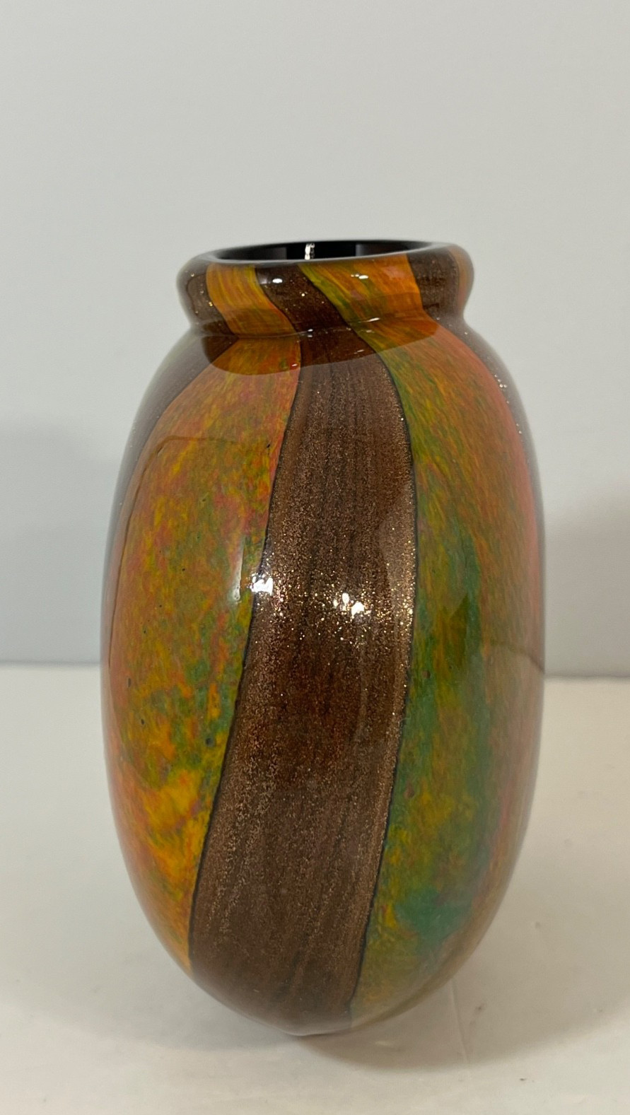 Dale Tiffany Hand Blown Brown Orange Gold Green Vase Perfume Bottle No Stopper
