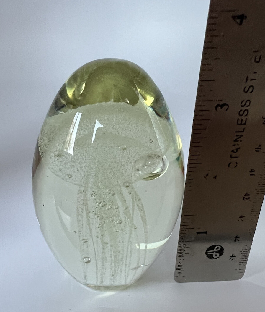 Glass Paperweight Studio Art Glass Like Anemone Or Jellyfish Clear Ocean Water