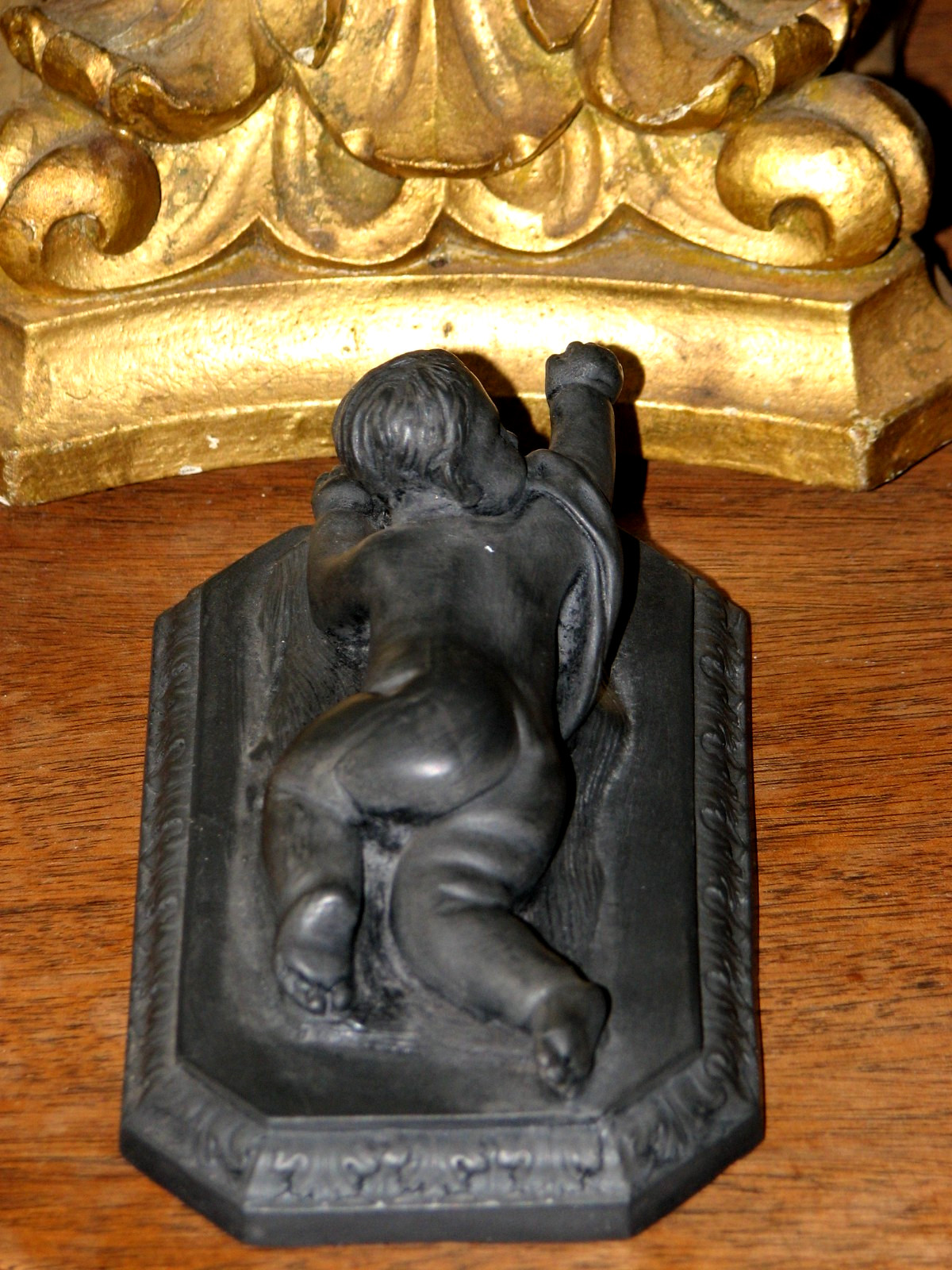 Antique 18thC Wedgwood English Basaltware Baby Figurine Figure Basalt Ware
