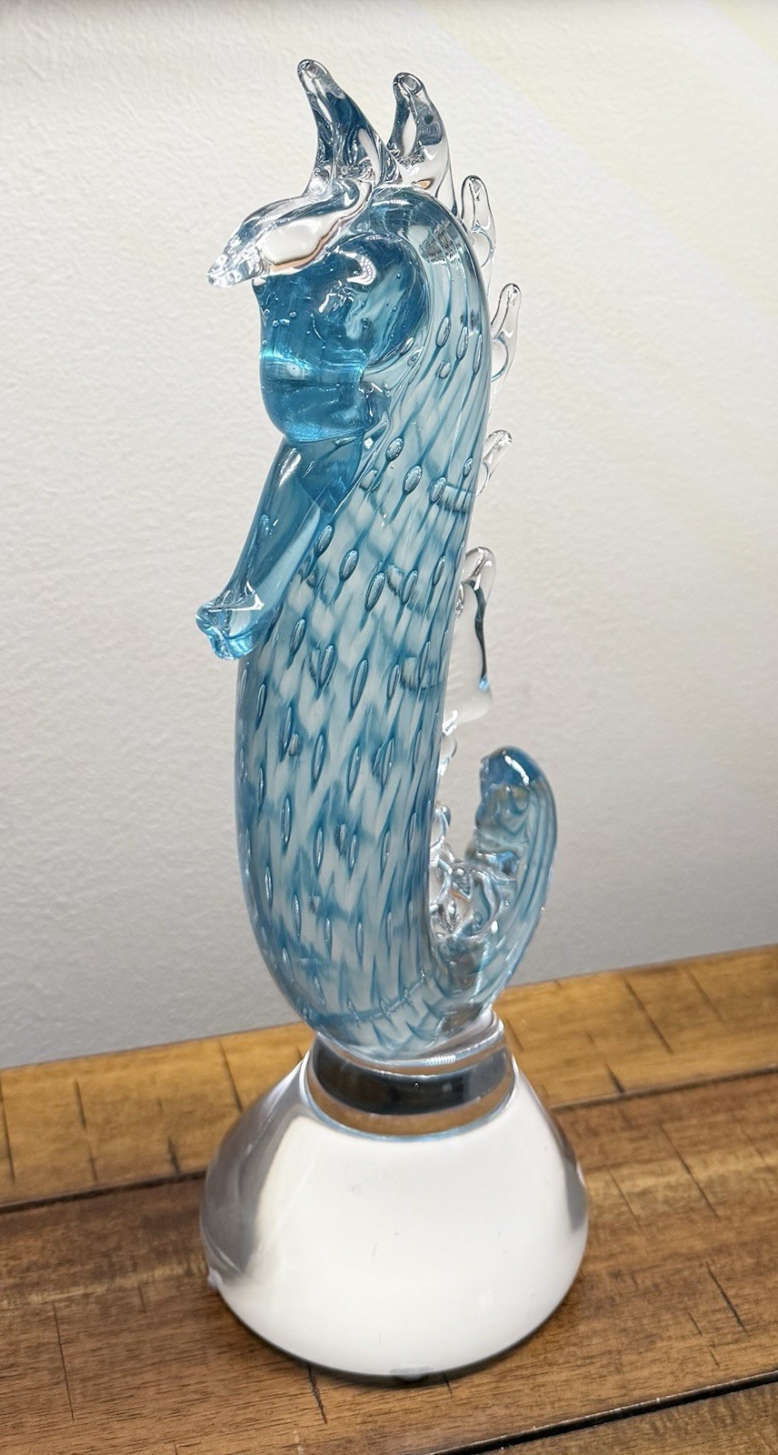 Waterford Ireland Crystal Art Glass 12” EVOLUTION CERULEAN SEAHORSE