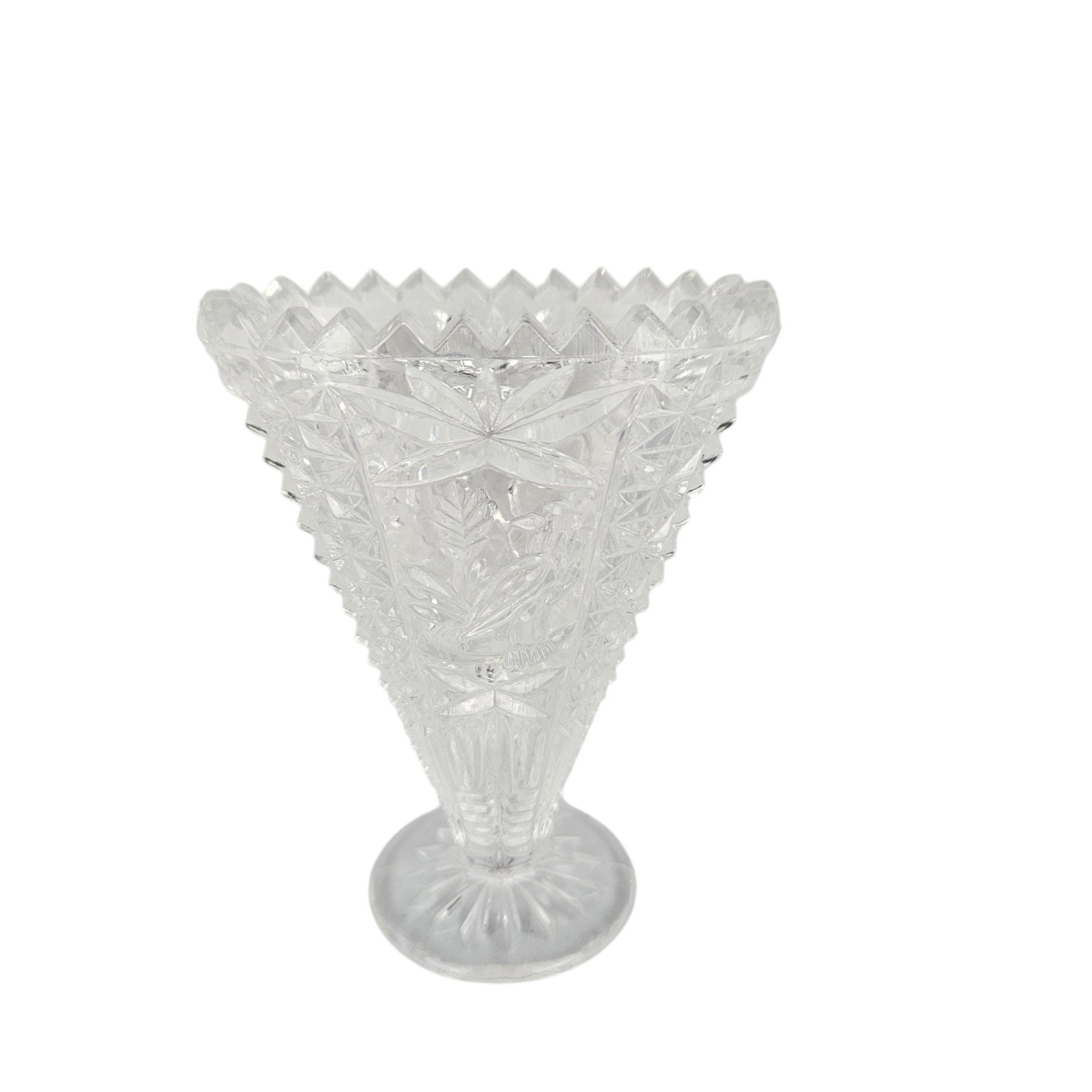 Vintage Hofbauer Byrdes Crystal Collection Small Fan Vase Bird 3.5″ West Germany