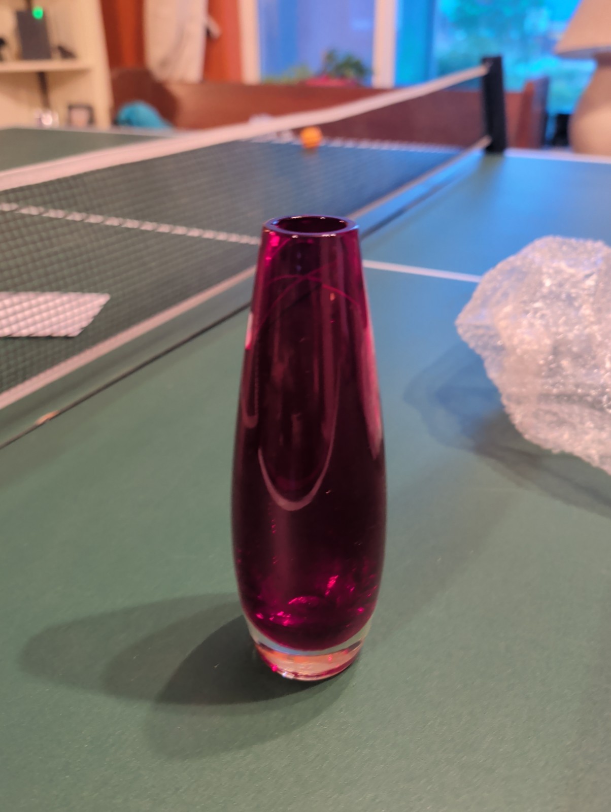 Vintage Ruby Red Hand Blown Glass Vase
