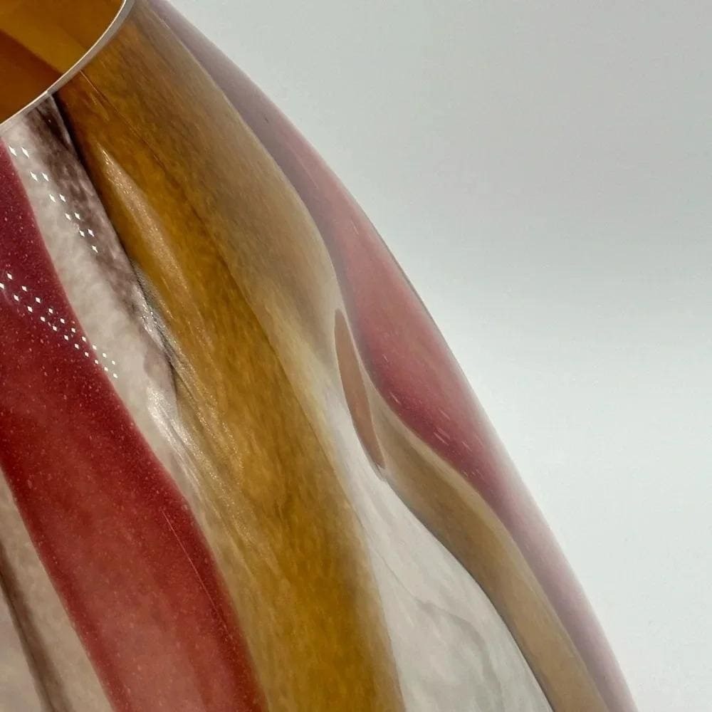 Jozefina Krosno Poland Large Marble Effect Hand Blown Glass Pink Cream Vase