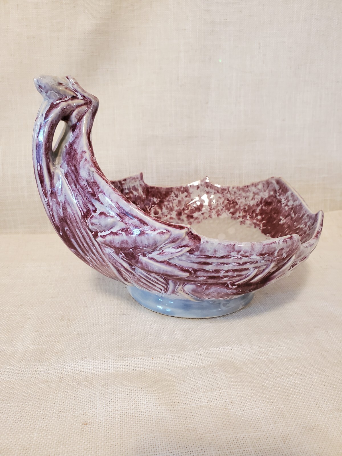 Vintage Purple McCoy Pottery Made in the USA 1 lb 15.5 oz 9.5″ L 8.5″ W 7″ T