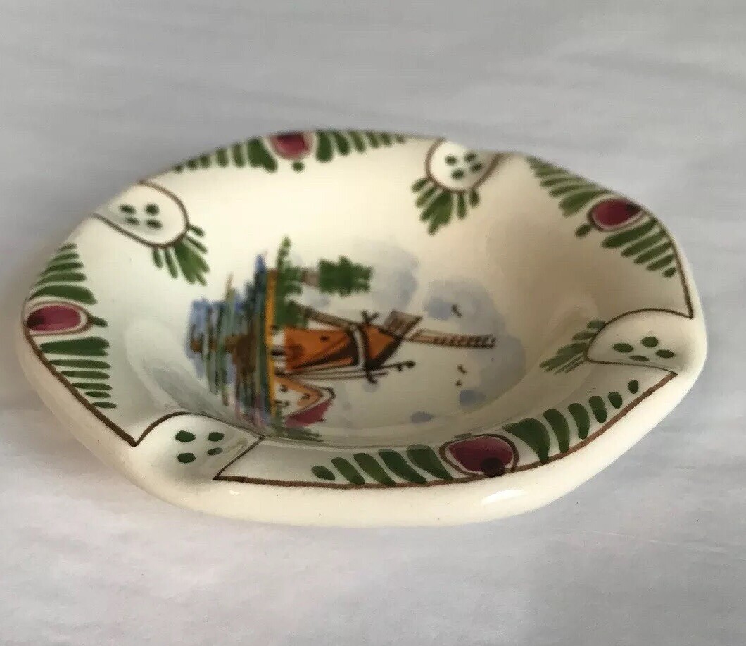Vintage DP Delft Art Pottery Small Ashtray~Coin~Change Holder~Windmill