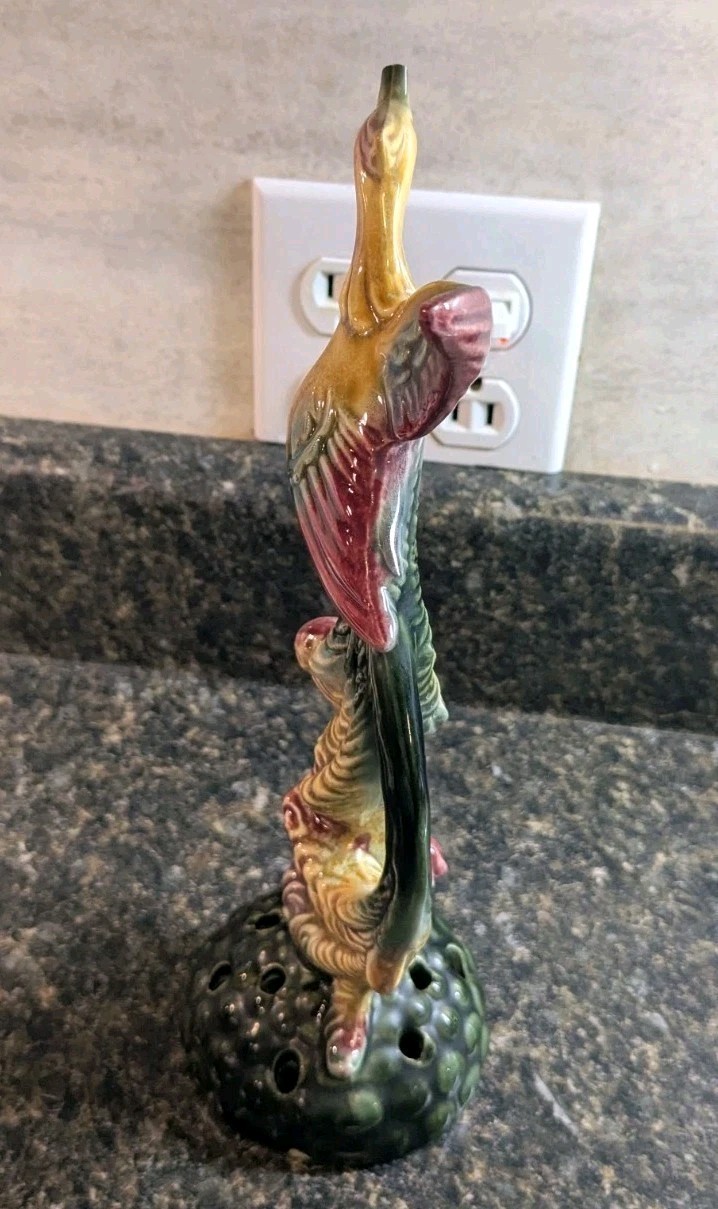 MCM Hull Bird Of Paradise Flower Frog 10.5” Ohio Art Pottery Beak Damage