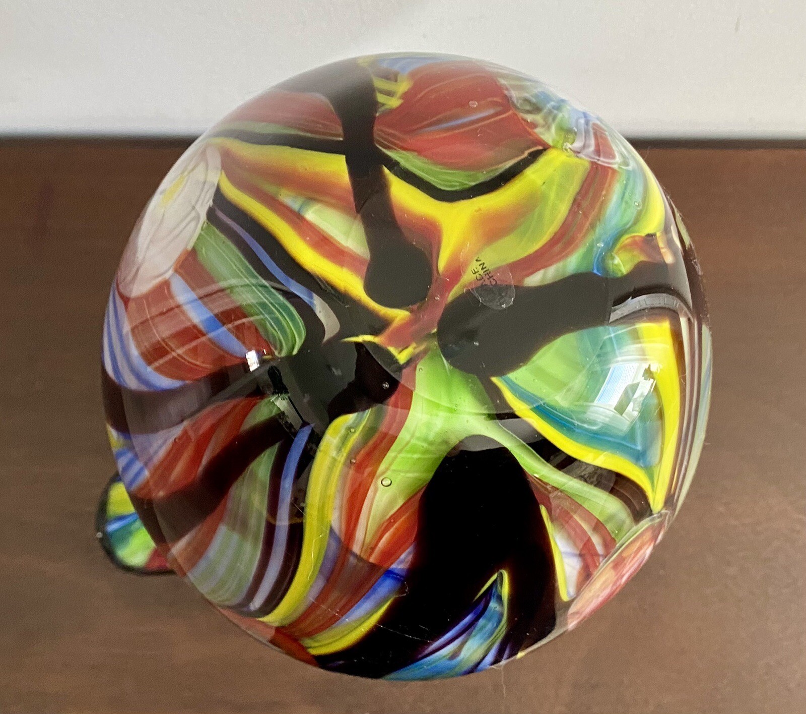 Vibrant Possibly Luxury Lane Hand Blown Abstract Teardrop Art Glass Vase