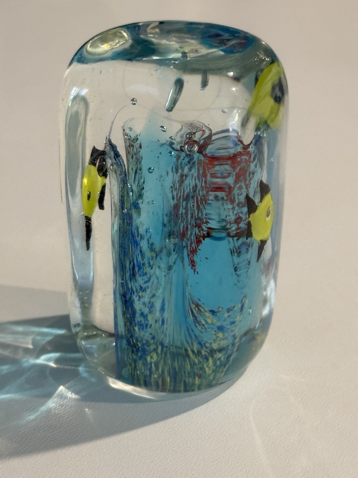 3” Underwater art glass paperweight