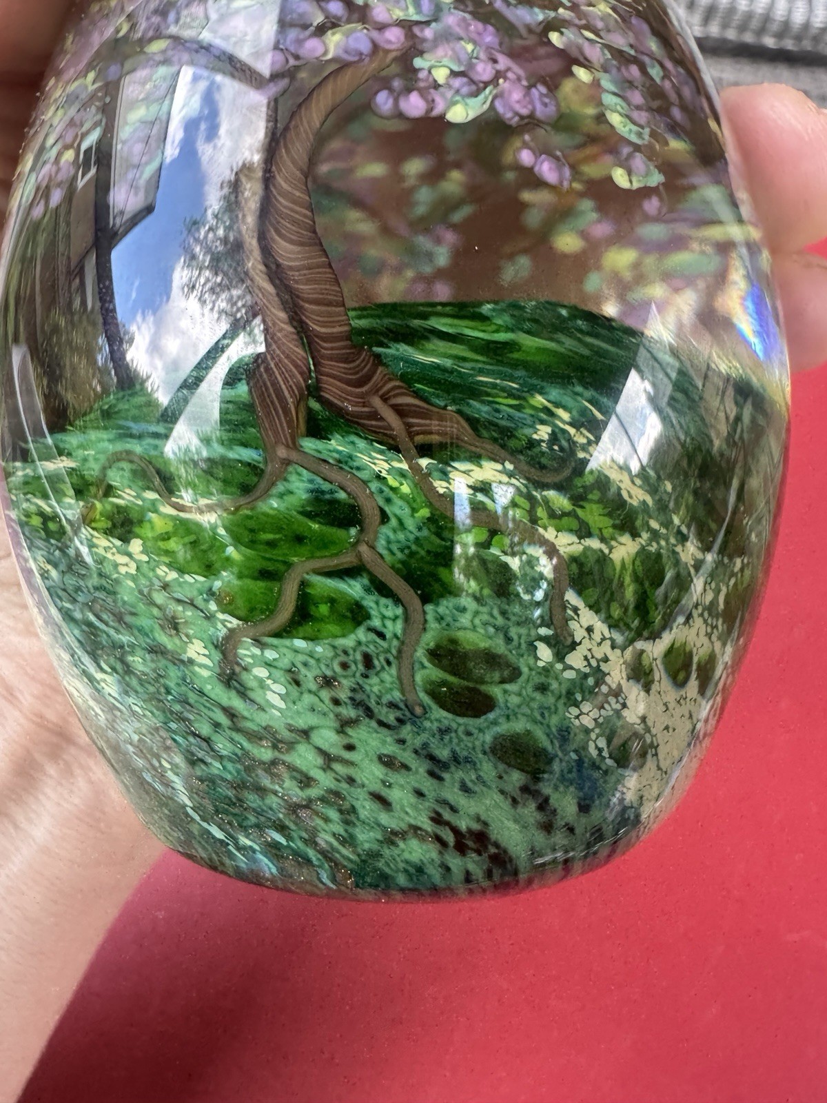 2011 Cathy Richardson Art Glass Paperweight Forest Seed Spring Tree Signed