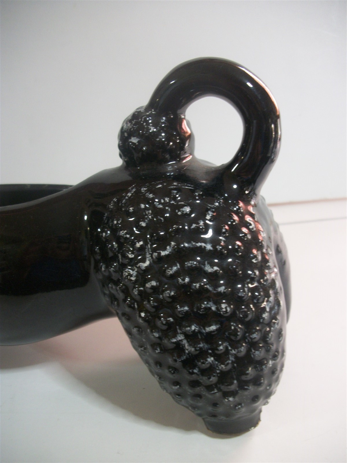 Vtg Black Redware Poodle PLANTER 9″ Long