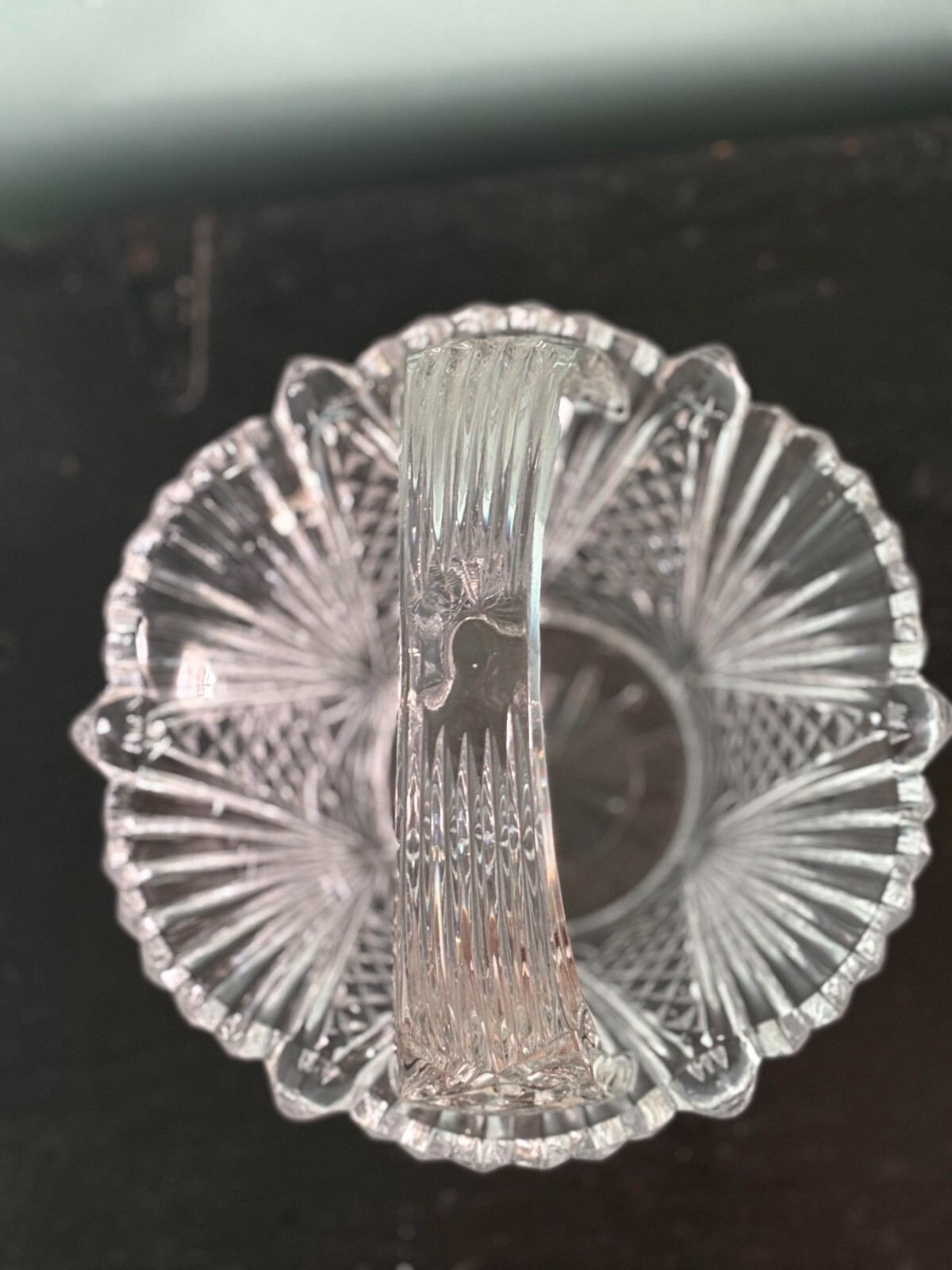 Imperial Crystal Handled Basket Candy Vase Dish 9.5 inches