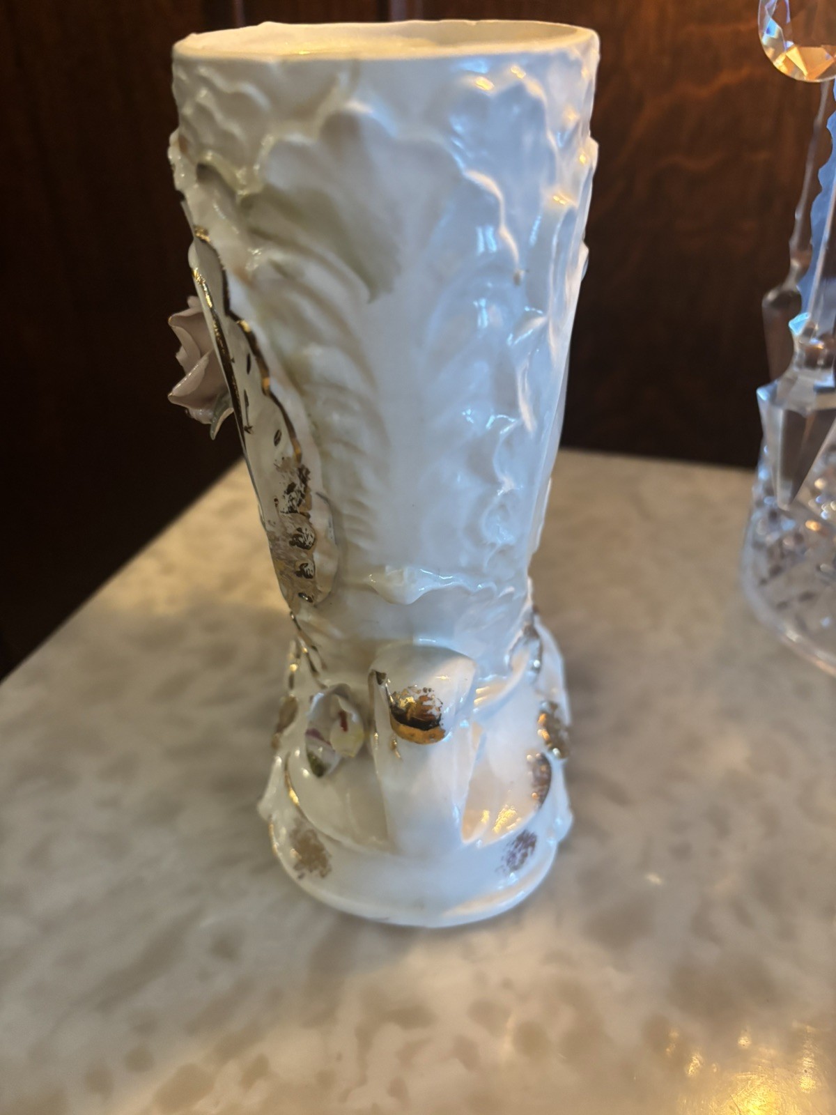 Vintage 7 1/2″ Hand Painted Cherub Vase made in Japan, Thames w Gold Stunning!