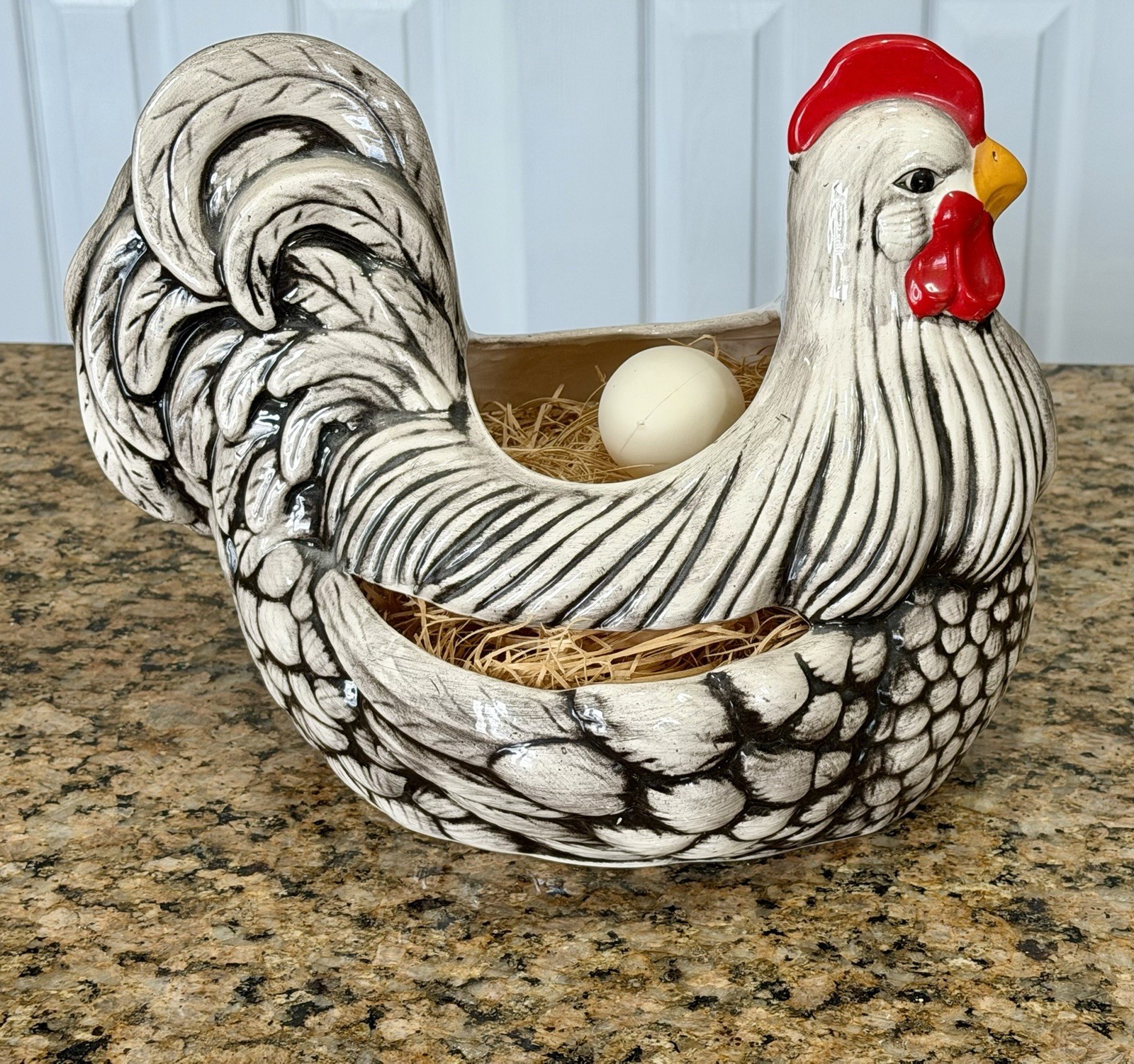1976 Vintage Arners Chicken Hen Planter Pink Poodle Ceramics 1976 Hand Painted