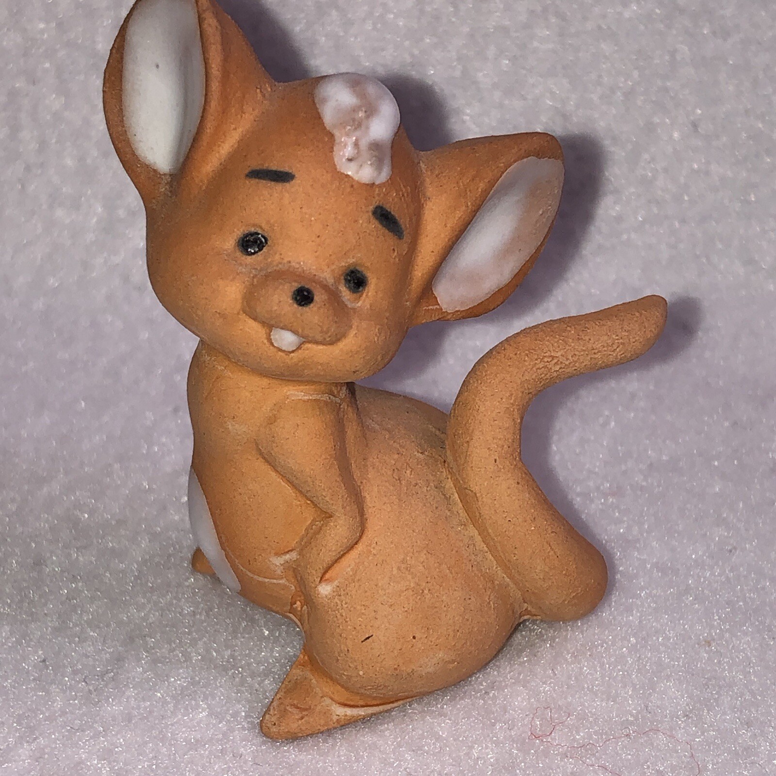 Terra Cotta Style Pottery Clay Mouse Figurine with Glazed Details Stamped “C”