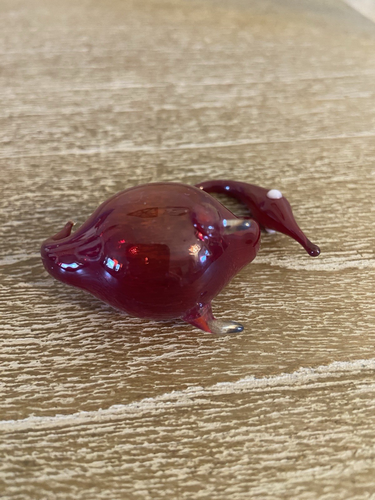 Hand Blown Glass Red Swan 2.25” W X 2.0” T