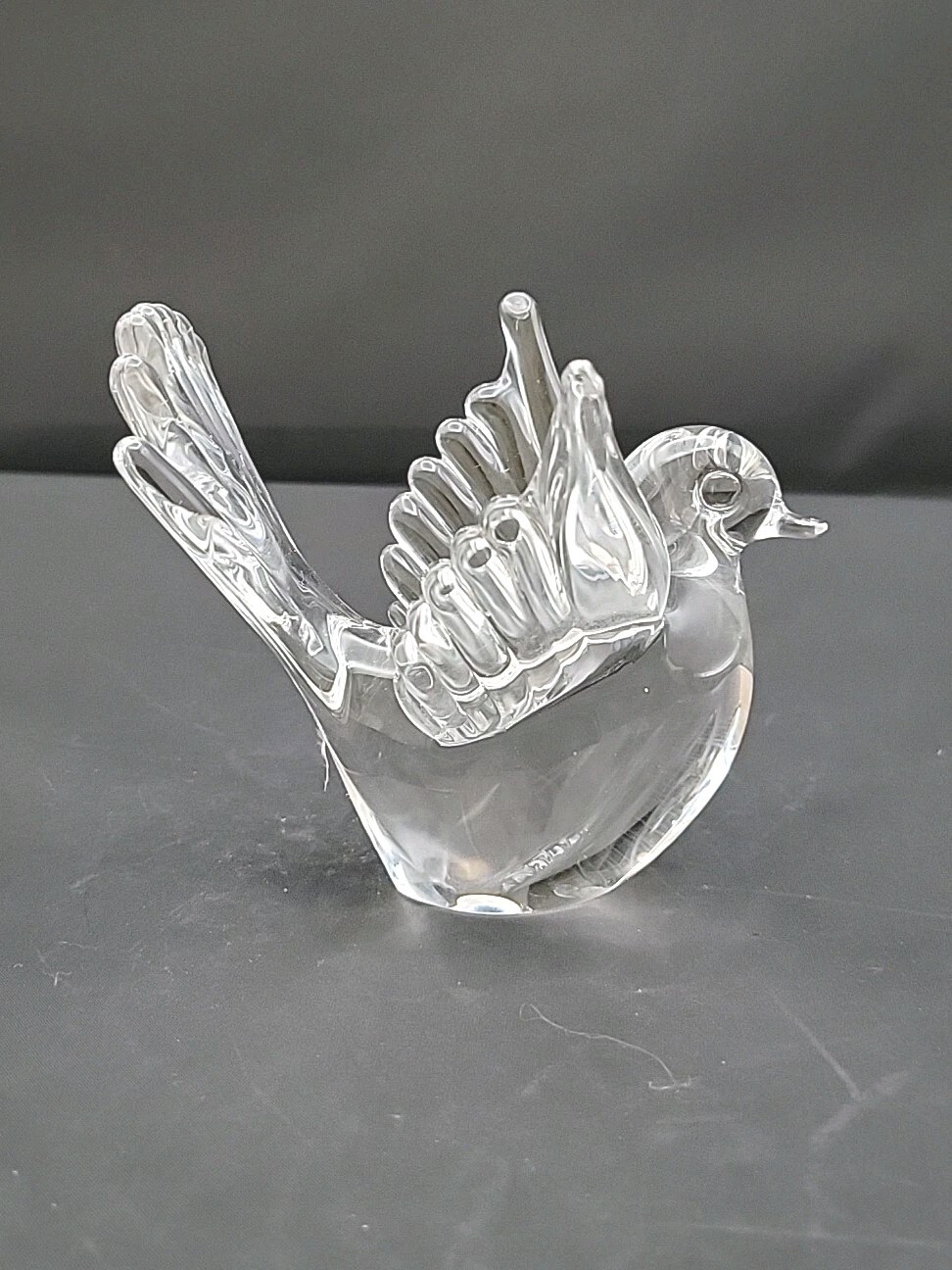 Murano Art Glass Bird Wings Up Clear Glass Paperweight Figurine V Nason Italy