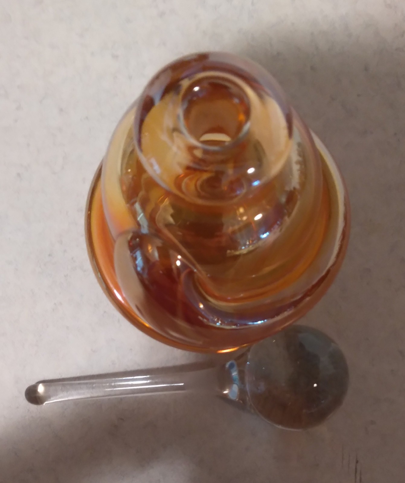 Roger Gandleman?? Signed 2000 Iridescent Rope Applied Art Glass Perfume Bottle