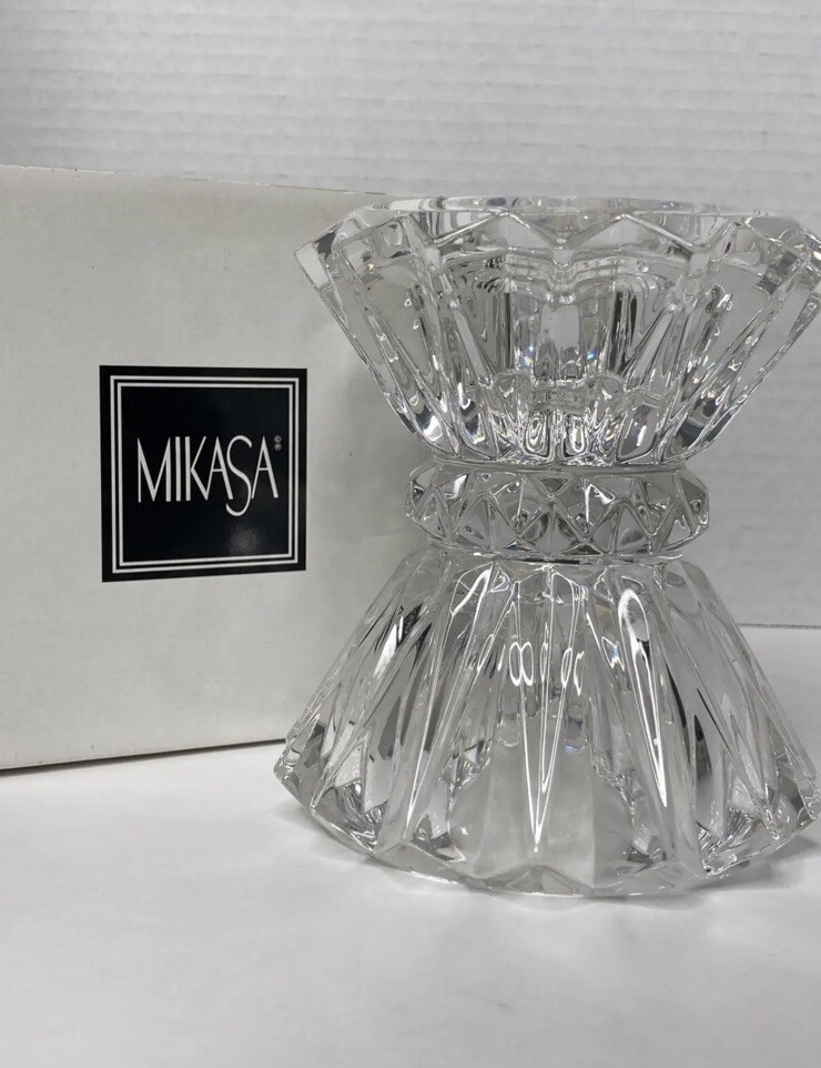 NIB Mikasa RAINIER Pillar Candle Holder 5 1/4″ Reversible Vintage MadeIn GERMANY