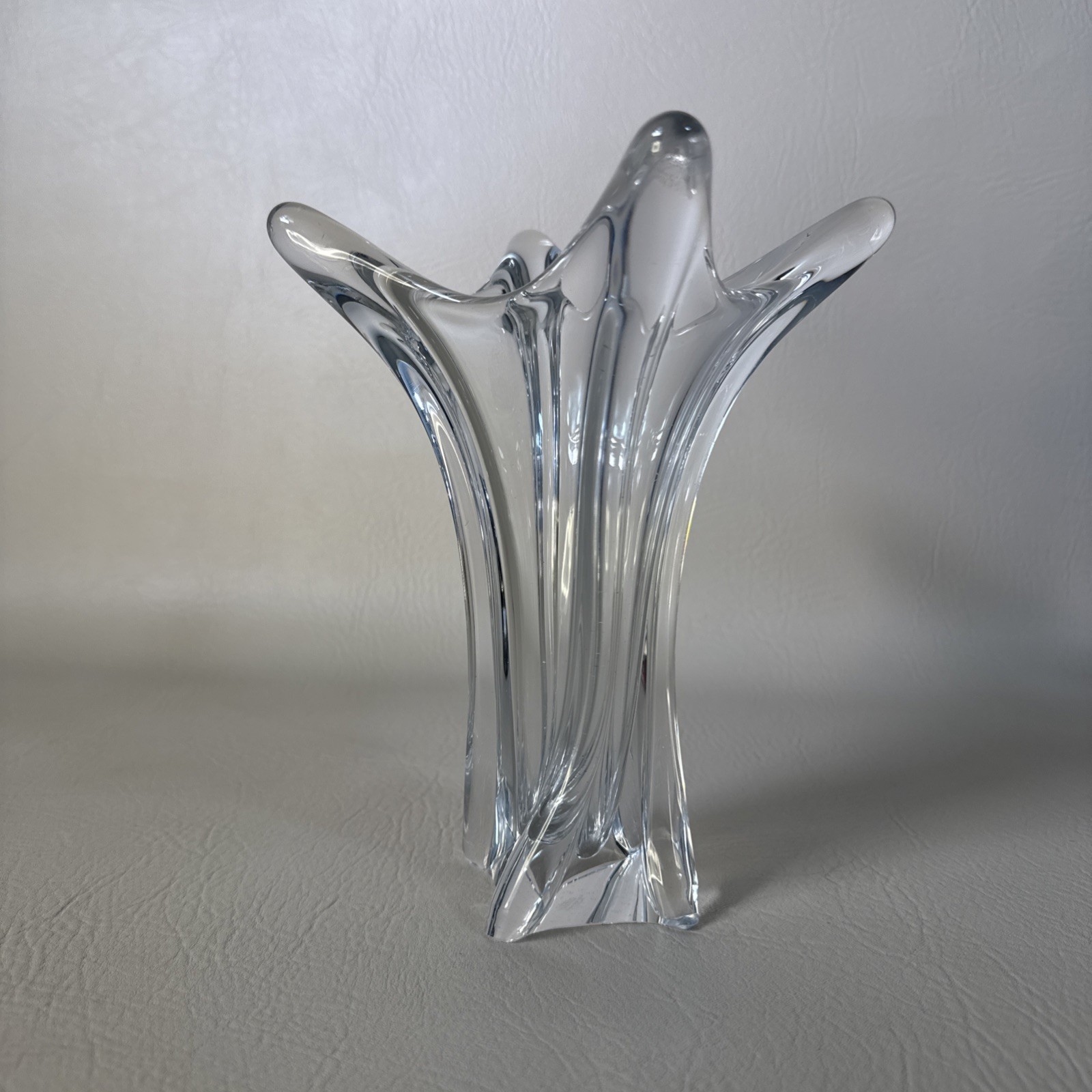 Clear Glass Vase by CoFrac Art Verrier France Modernist Mid-Century 8 1/4”