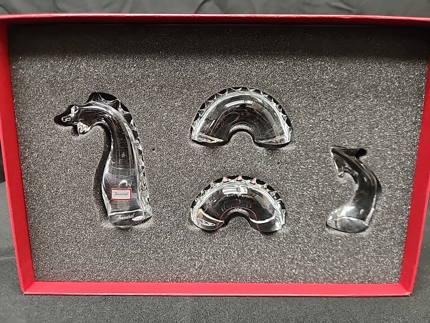 Baccarat Crystal 4 Piece Complete Dragon Nessy Loch Ness Monster W/ Original Box