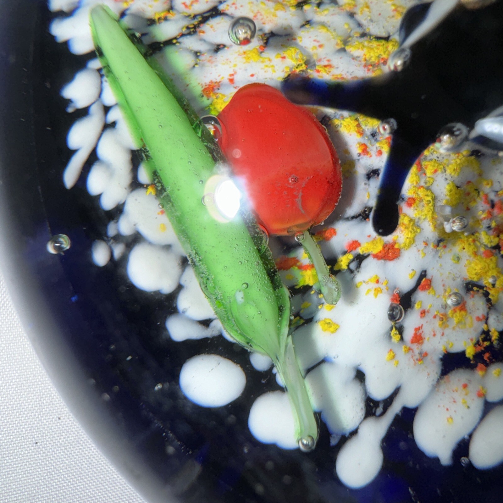 Large Glass Paperweight Sea Scape Fruit Butterfly Almost 3lbs