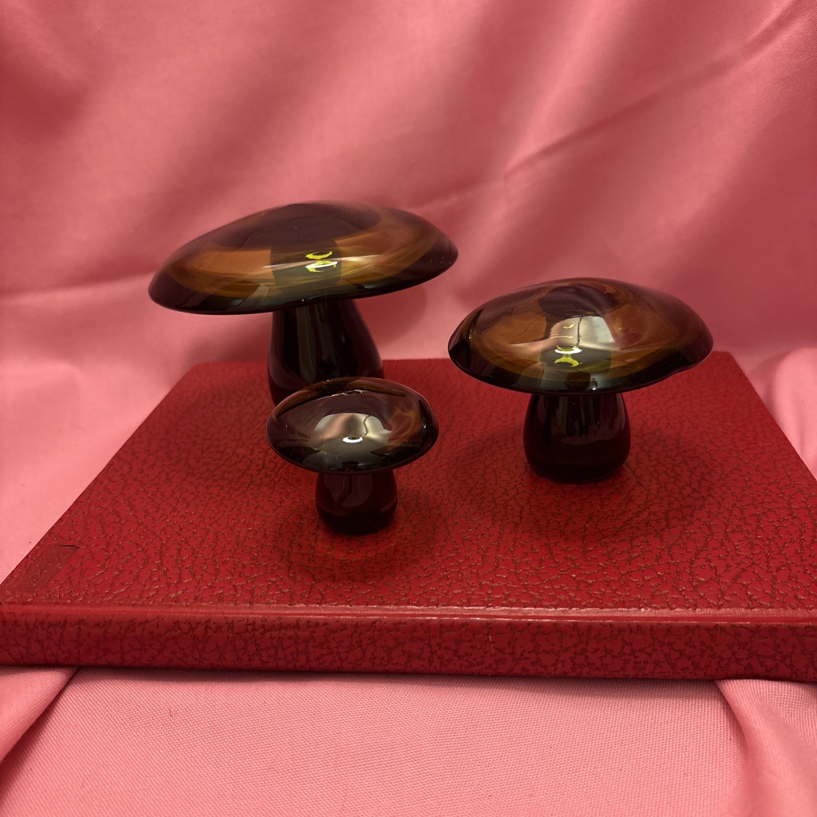Vintage Smoky Glass Mushroom Set of 3 IFP of Sweden