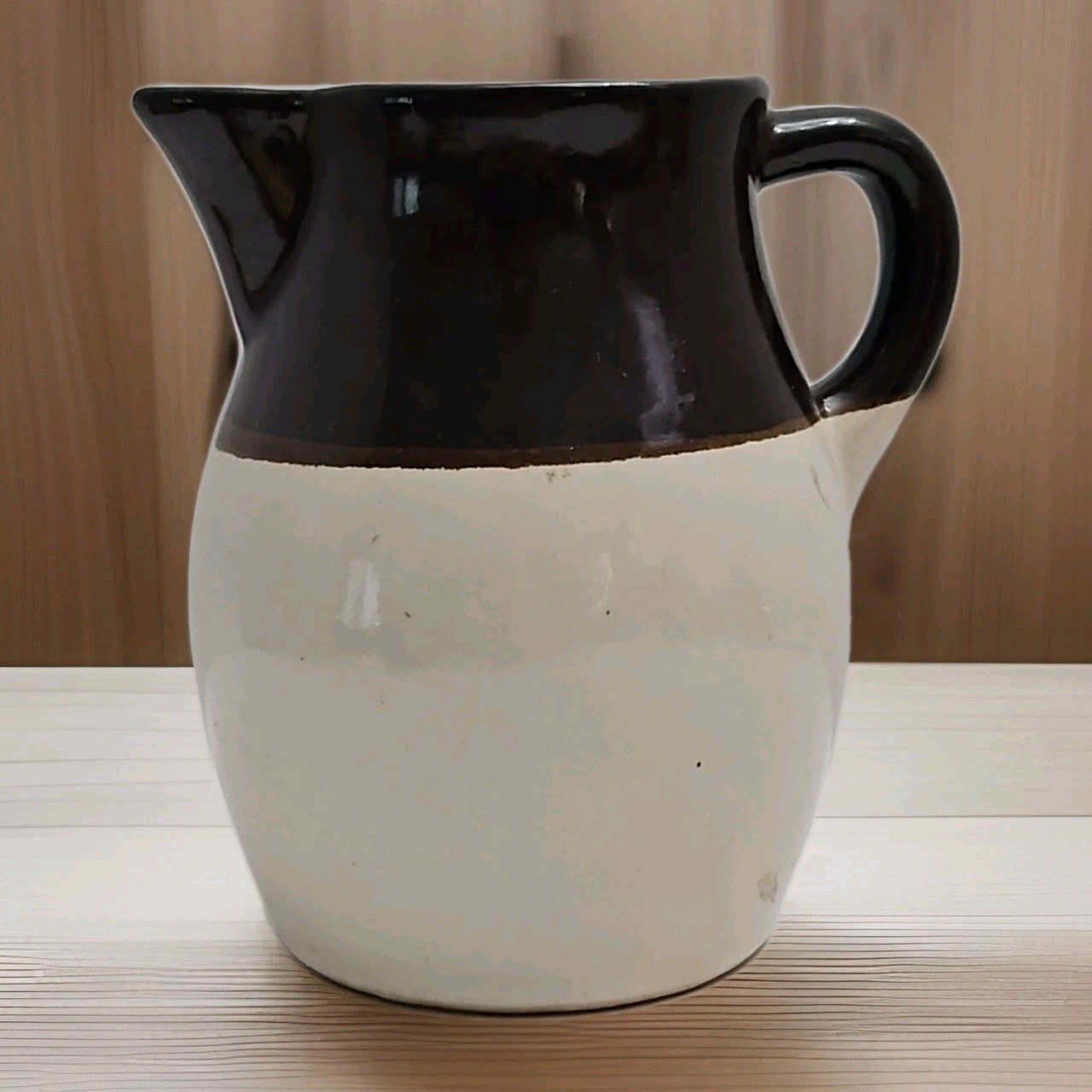 Roseville RRP Pottery Pitcher Two Tone Brown & Cream Vintage Ceramic Potter