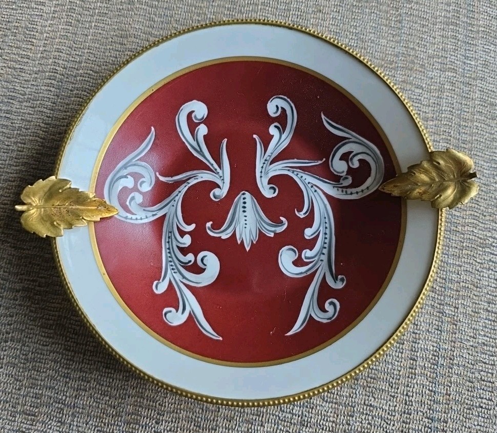 Vintage Hollywood GIRAUD LIMOGES France LORD TAYLOR Green Gold Decor Ashtray