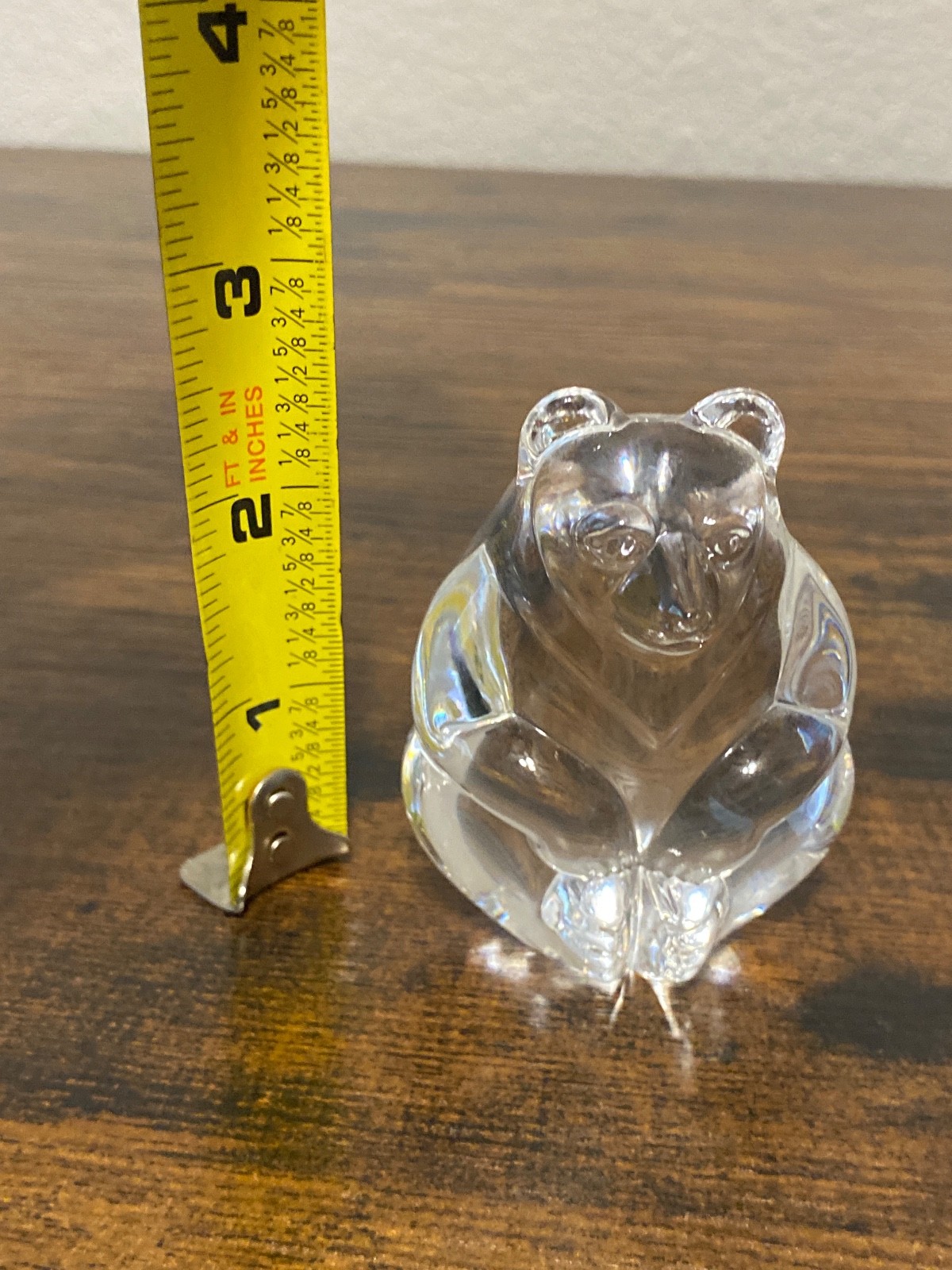 VTG STEUBEN Clear Crystal Bear Hand Cooler/Paperweight By LLOYD ATKINS 2.5″H