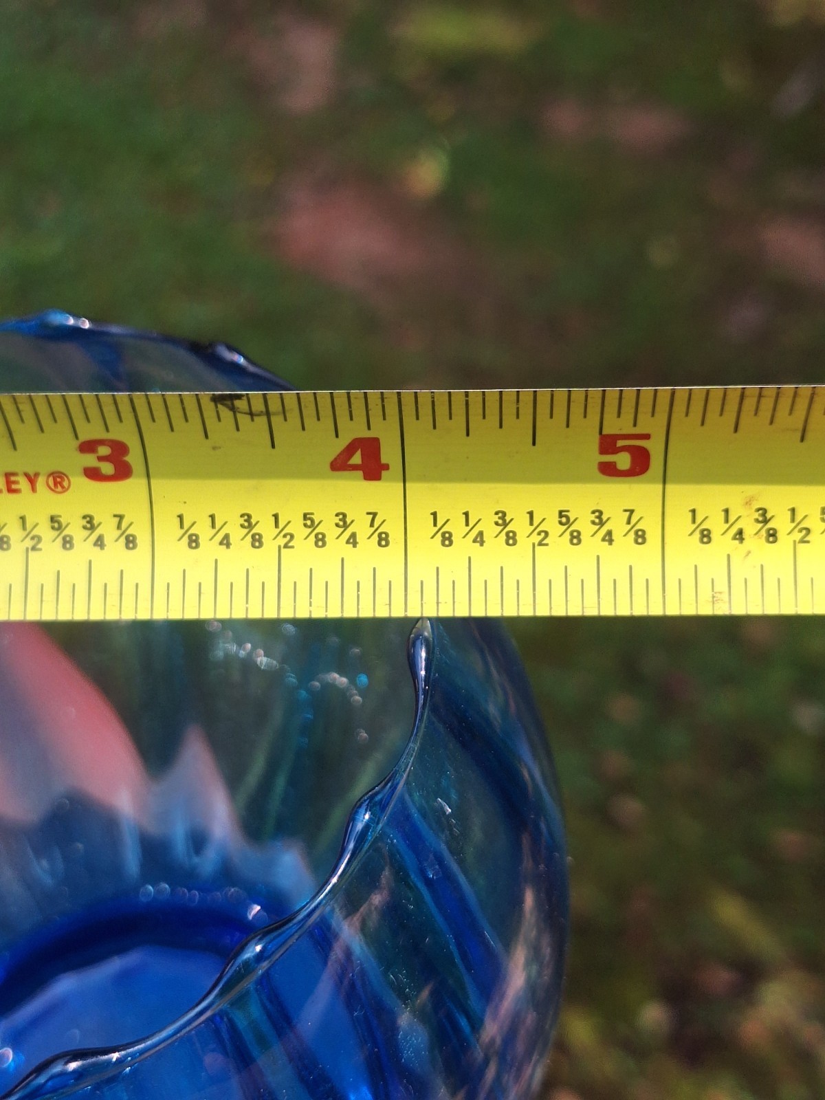 Vtg MCM Hand Blown Sapphire Blue Glass Optic Ribbed Rose Bowl Vase 1960s-1970s