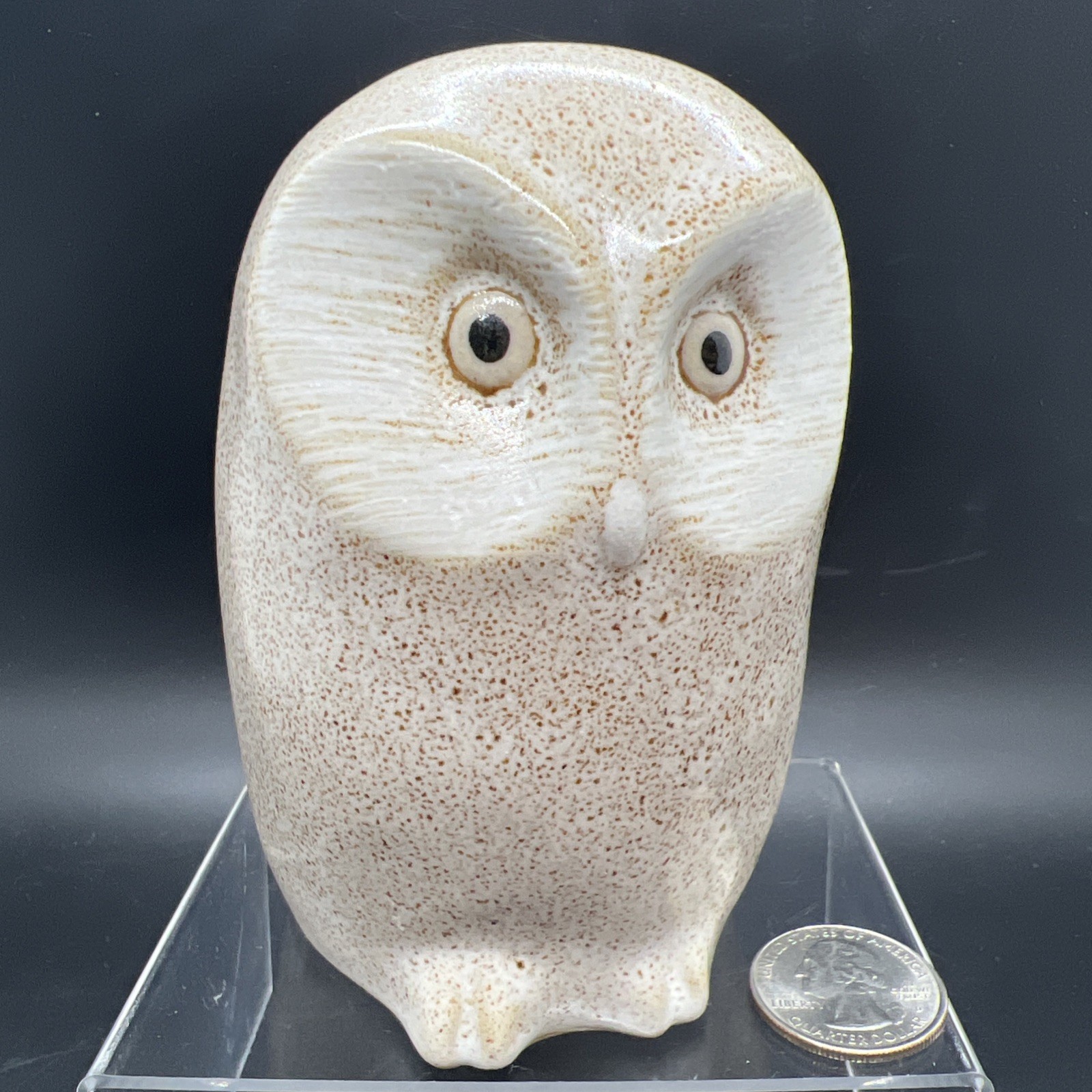 Vintage Pigeon Forge Pottery Speckled Owl, 4.5 Inches, C. 1980S, Signed Ferguson