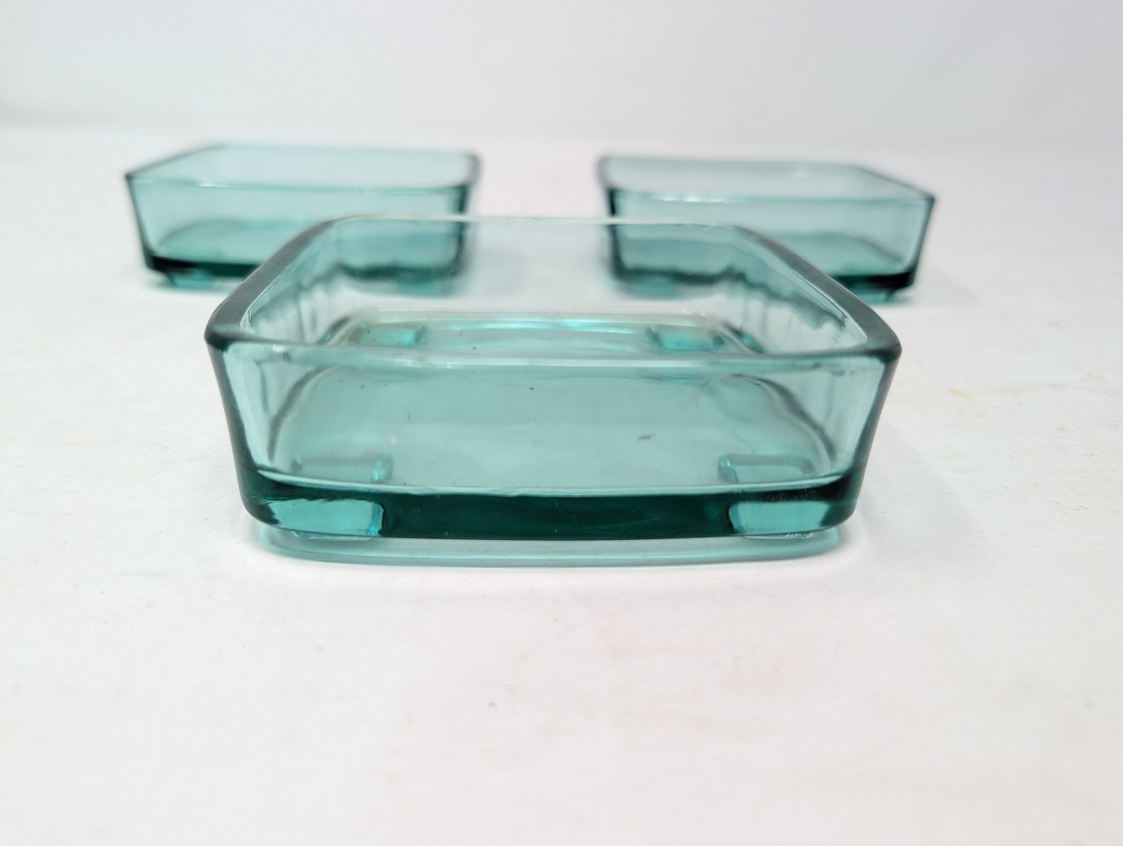 Dansk Teak Serving Trays Set of 3 Vintage Square Teal Aqua