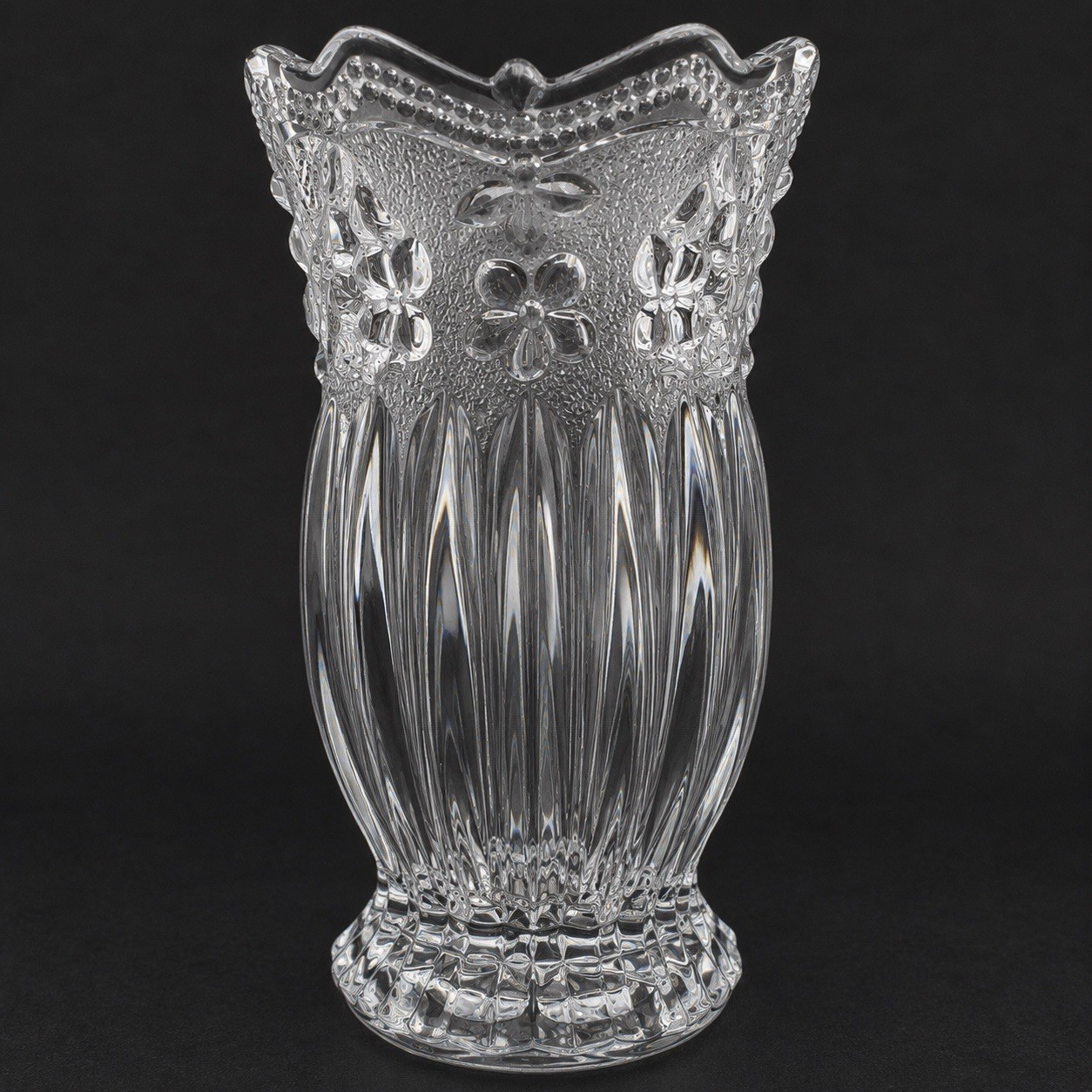 Studio Nova Floral Lace Crystal Bud Vase 5” Clear Glass Japan Vintage Scalloped