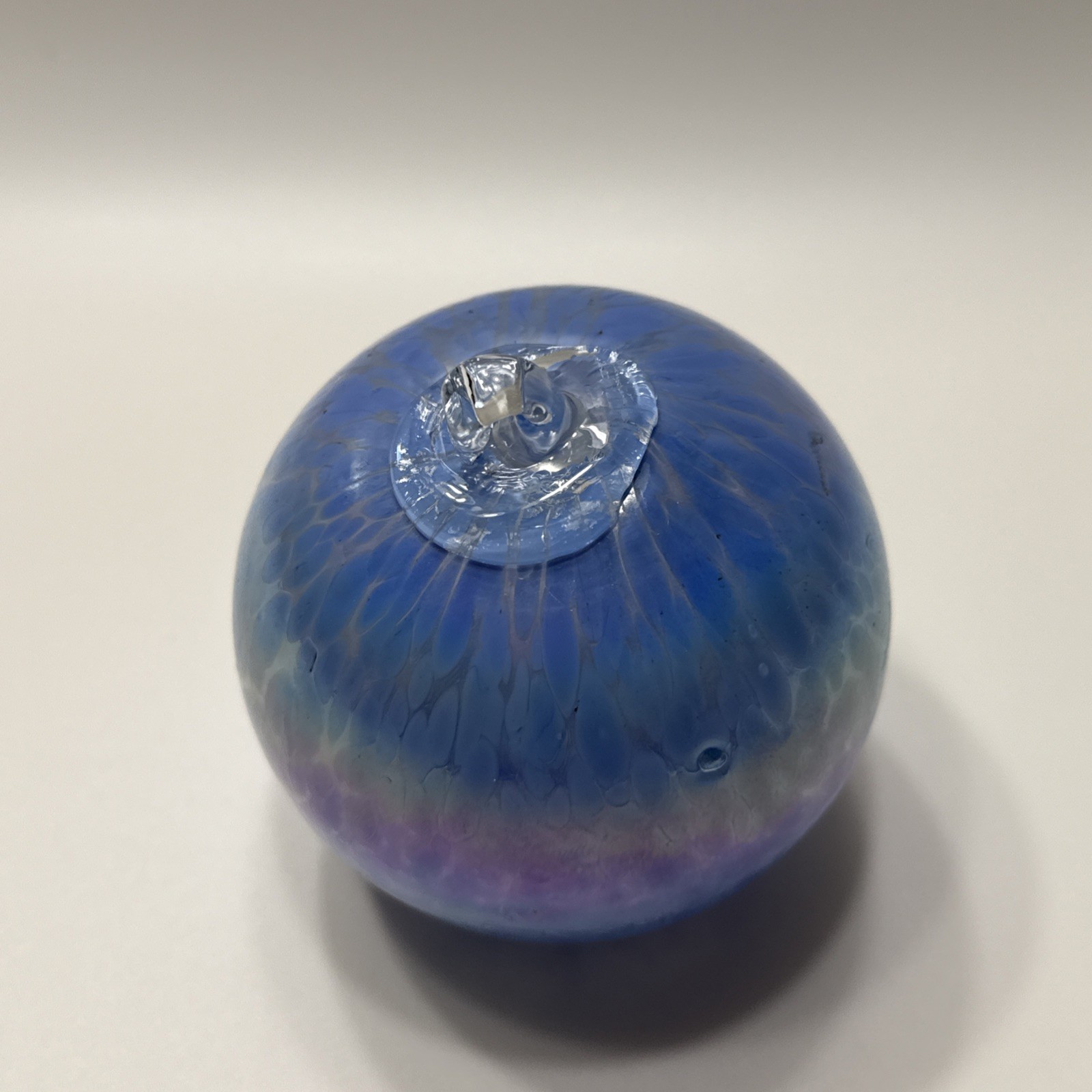 Glass Eye Studio Blown Glass Ornament Ball Blue Peacock Vintage