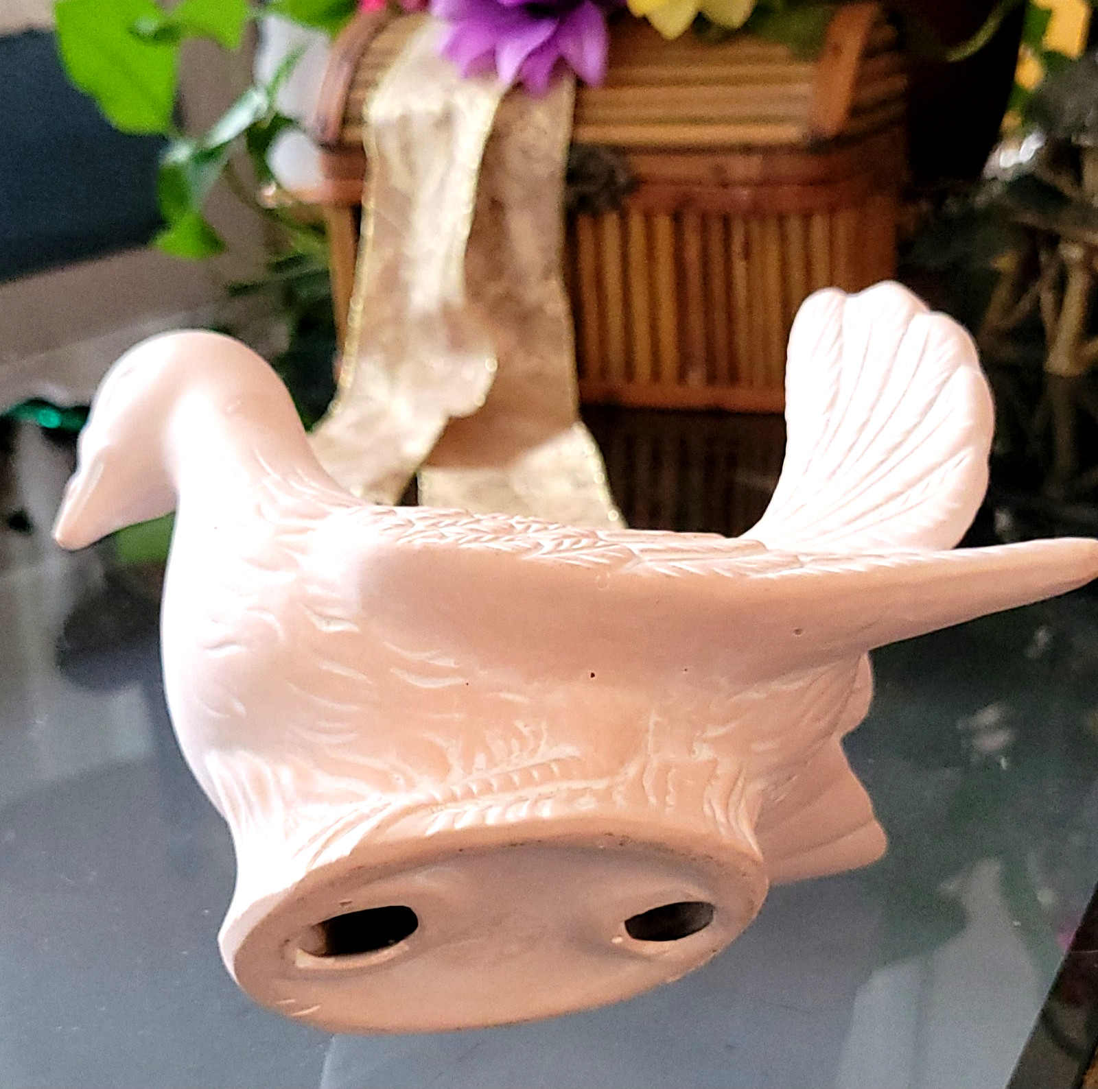 Love Dove Bird Powder Pink Vintage Ceramic