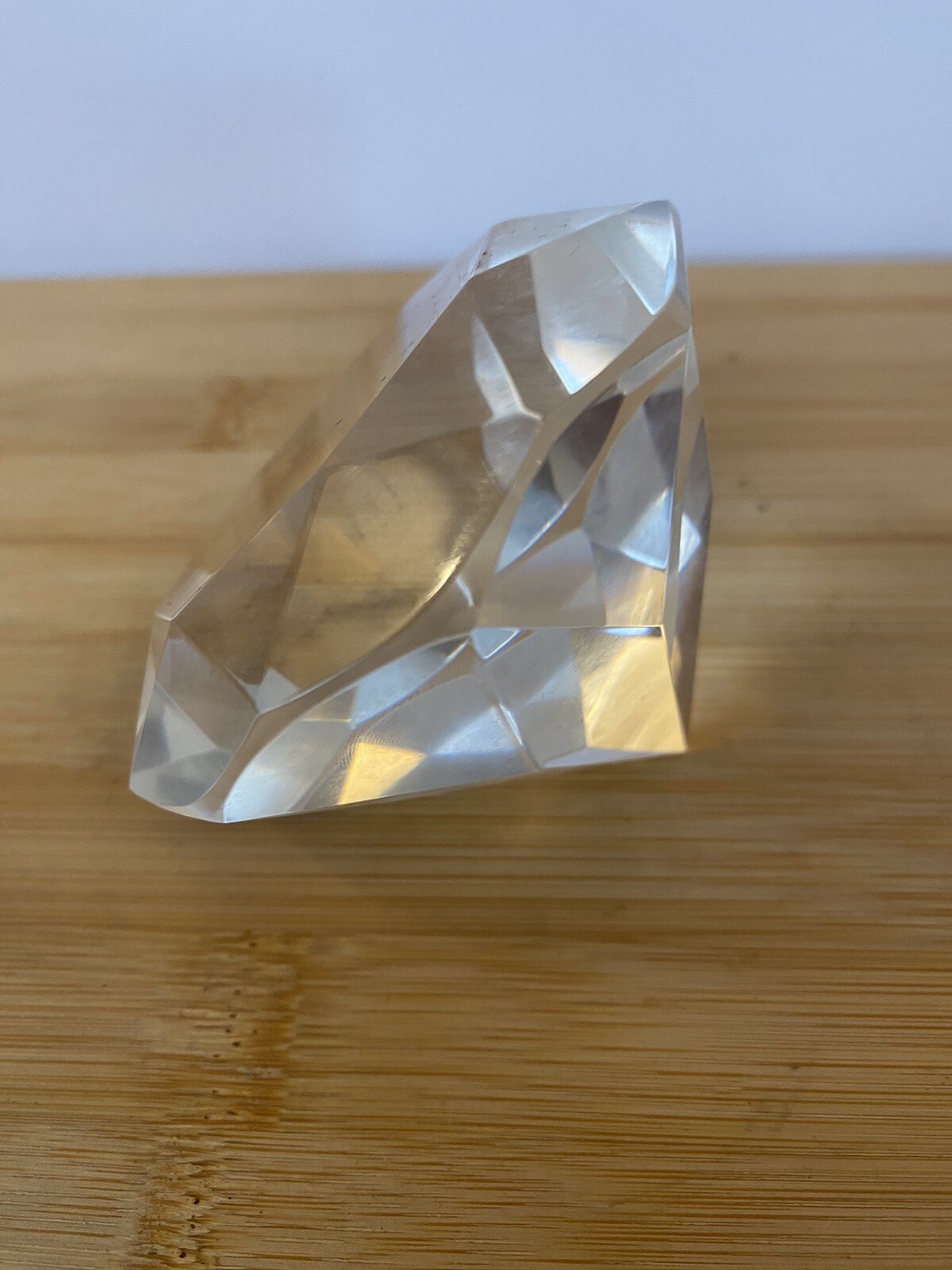 Oleg Cassini Signed Paperweight Crystal Multifaceted Diamond Cut 3 Inch