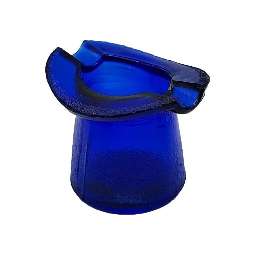 Lowell Cobalt Blue Top Hat Glass Jar Vintage Ashtray Trinket Toothpick Mini Vase