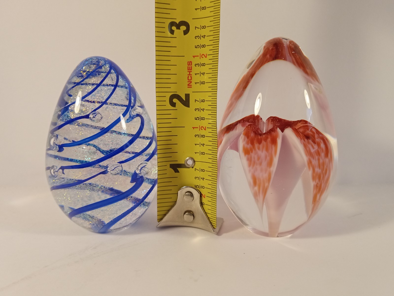 Glass Eye Studio Egg Paperweight Lot Of 2