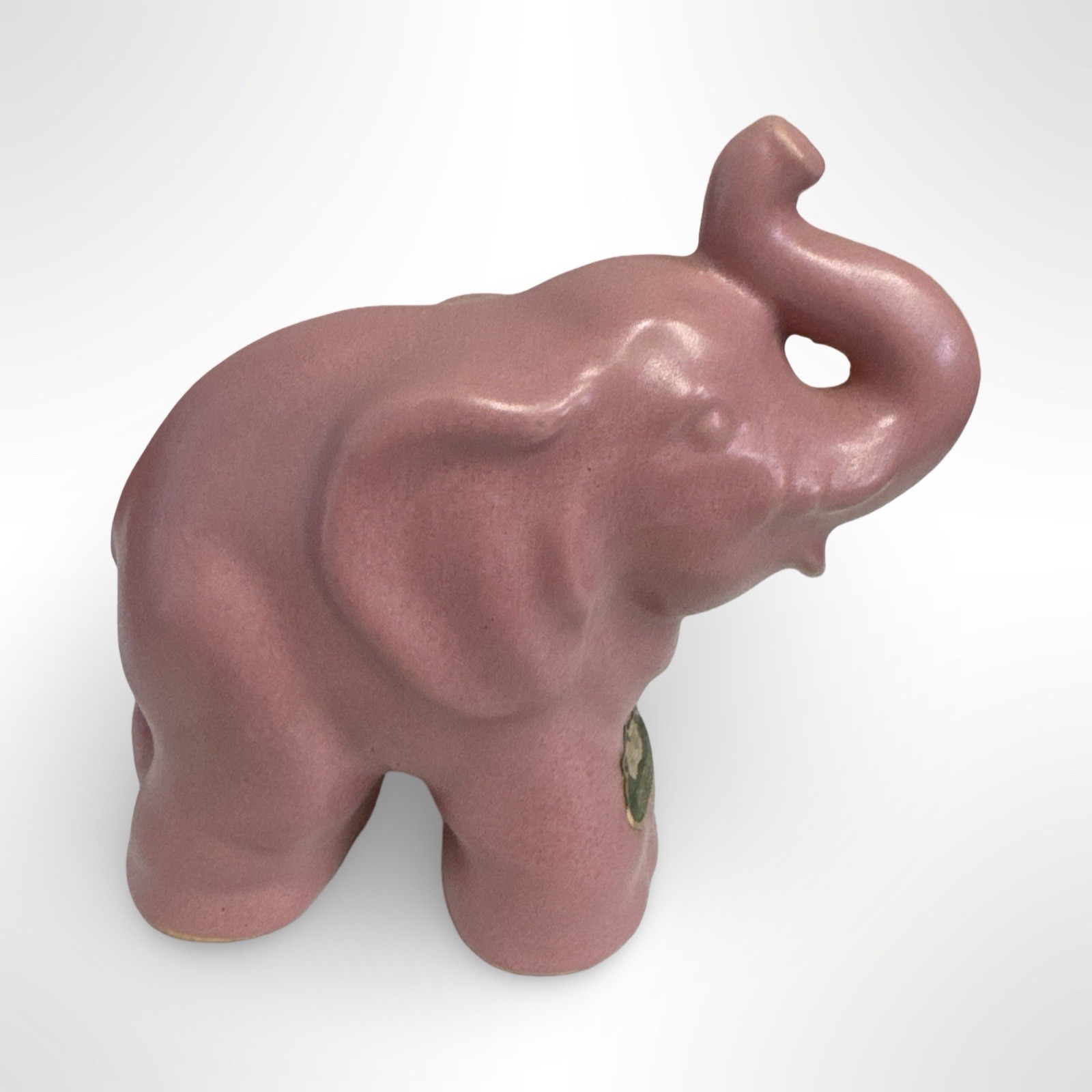 Vintage North Dakota Rosemeade Pottery Standing Elephant Figure Pink Glaze 1950s
