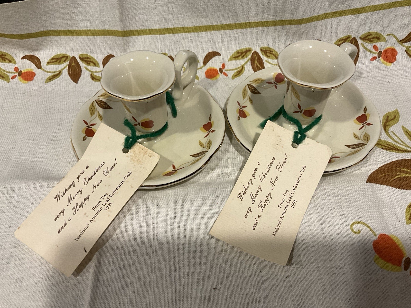 Pair Jewel Hall Autumn Leaf Club Handled Candle-Holder – 1991 – New – Retro