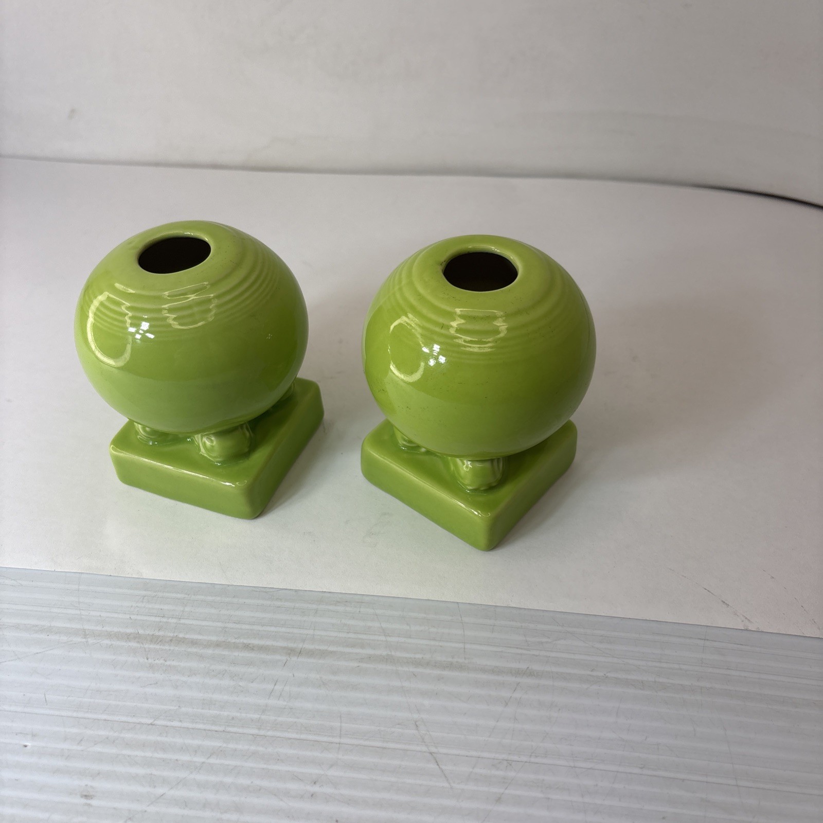 Laughlin Fiesta Chartreuse Round Bulb Candle Holder Stick Small Imperfection