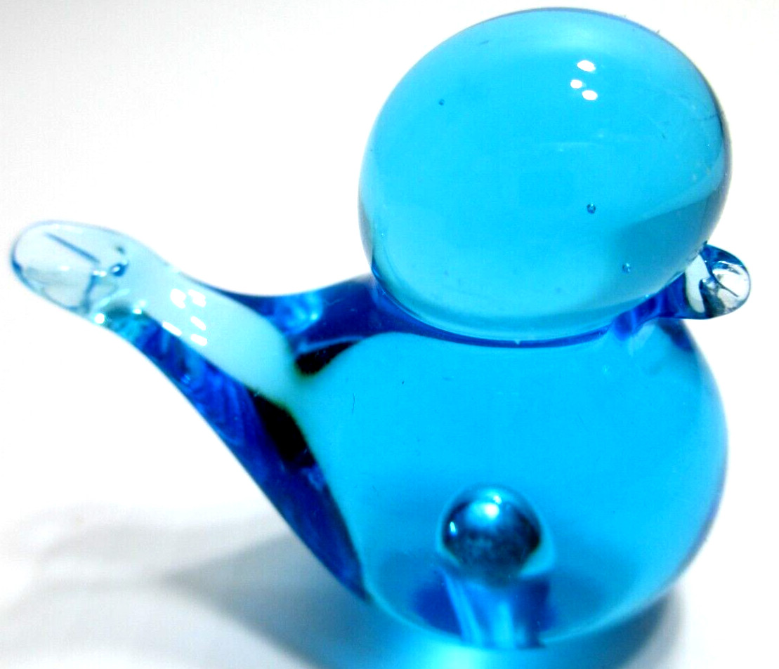 Vintage Konstglas Hand-Crafted Swedish Art Glass Bird Figurine Blue 1 3/8″ T