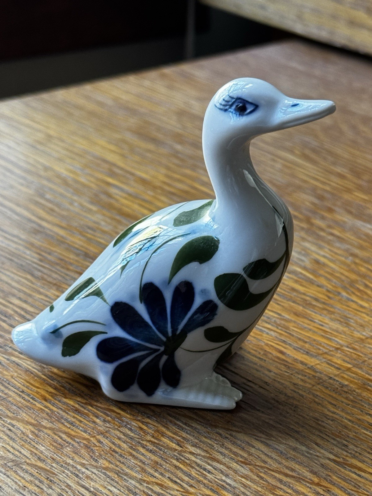 1990s Dansk Duck Sage Song Goose 3 1/4″ Porcelain Figurine Blue & Green