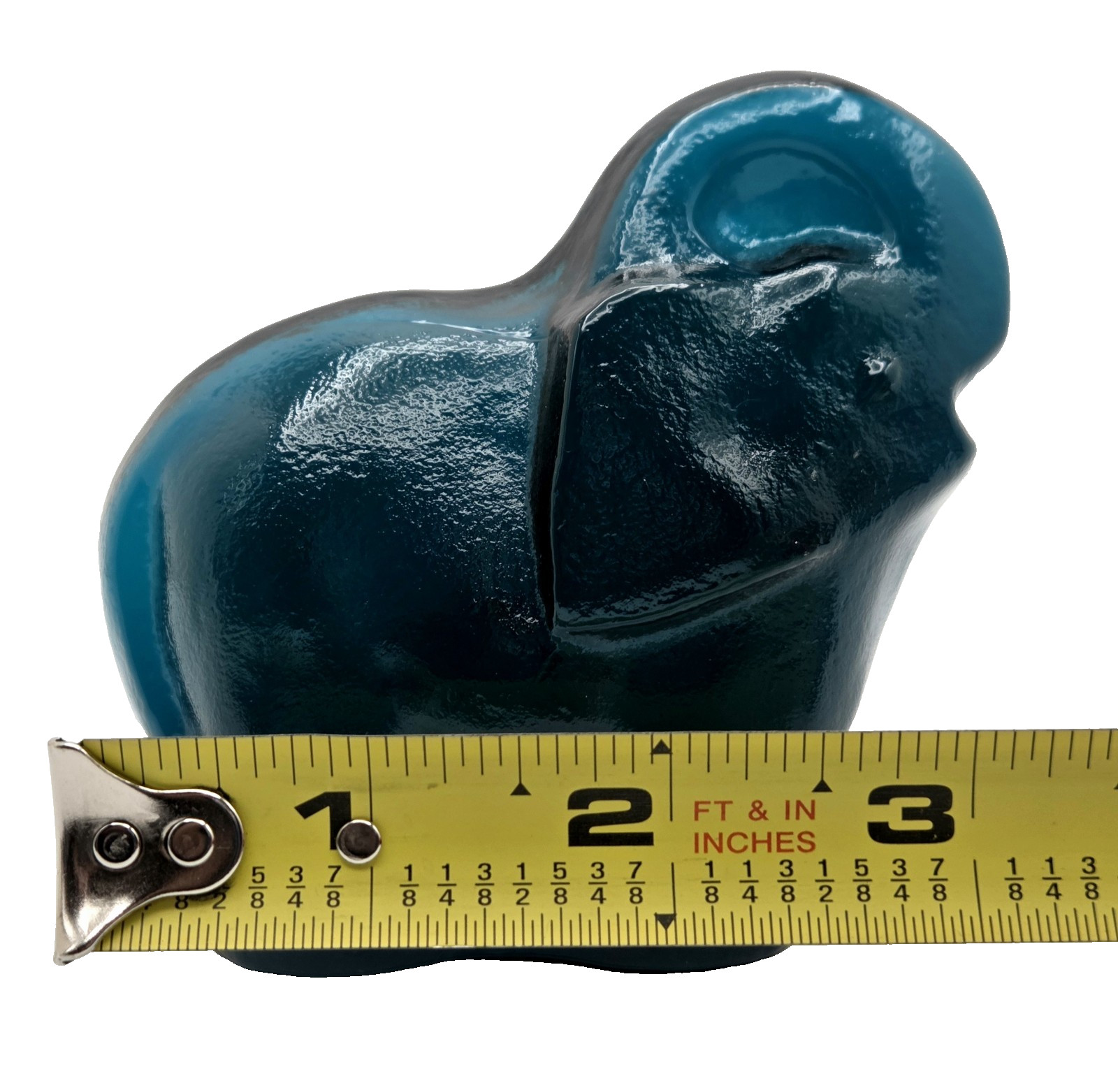 Blenko Elephant Critter Cerulean/Blue Paperweight/Figurine 2026 Trunk-Up