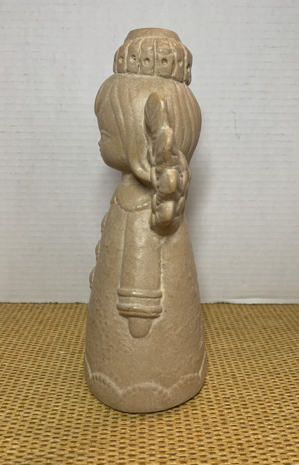 Art Pottery MCM Angel Taper Candle Holder Solid Heavy Signed 9.5″
